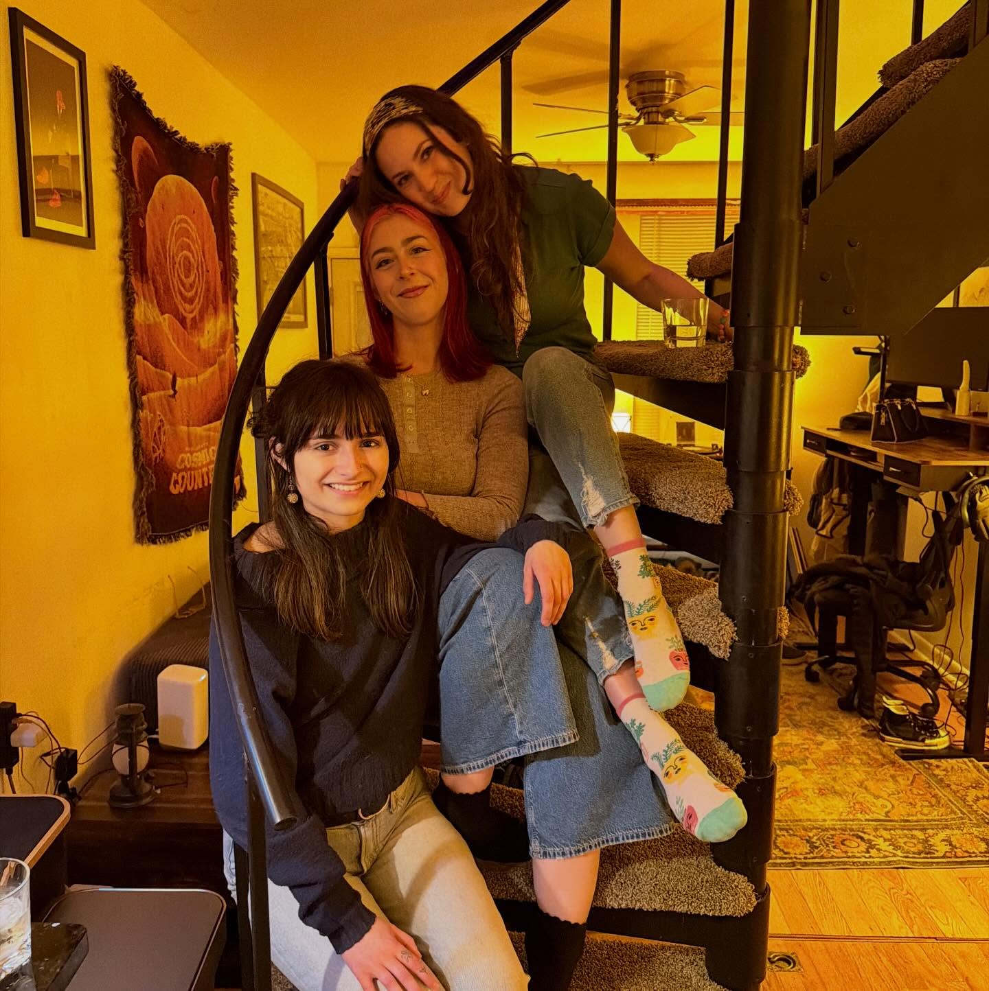 sitting on a staircase spending time with my dearest besties how lucky am i