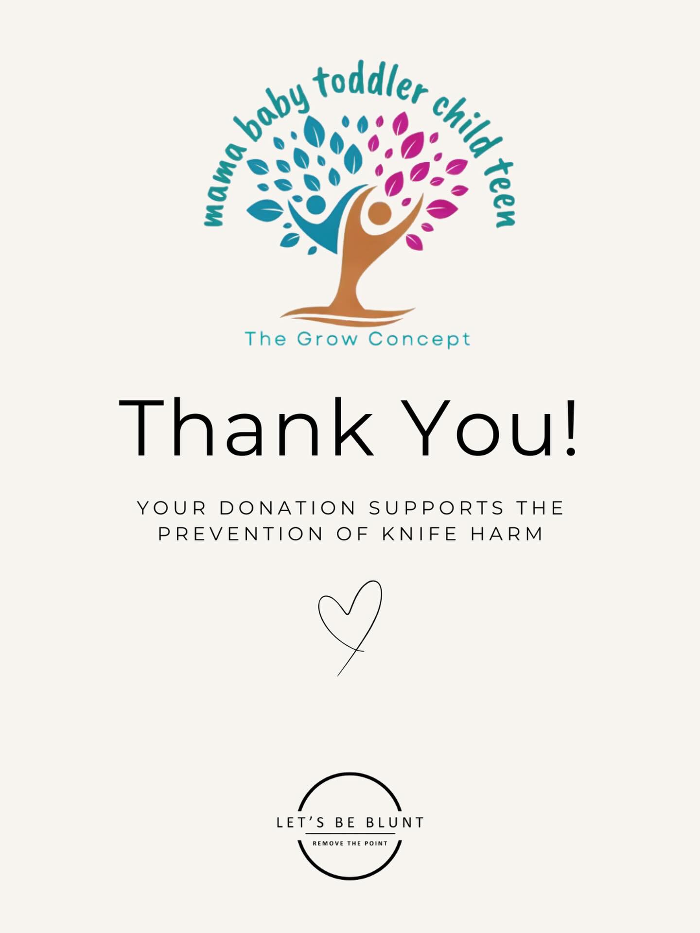 So grateful to @thegrowconcept for their support 🤍
Every donation helps us continue our work to prevent knife harm - through awareness, education and simple, practical changes that can make a real difference in everyday lives.
Support like this means we can reach more families, more communities, and keep pushing this conversation forward.
Thank you for believing in what we’re building 🙏
#letsbeblunt #prevention #community #makingadifferance #gratitude