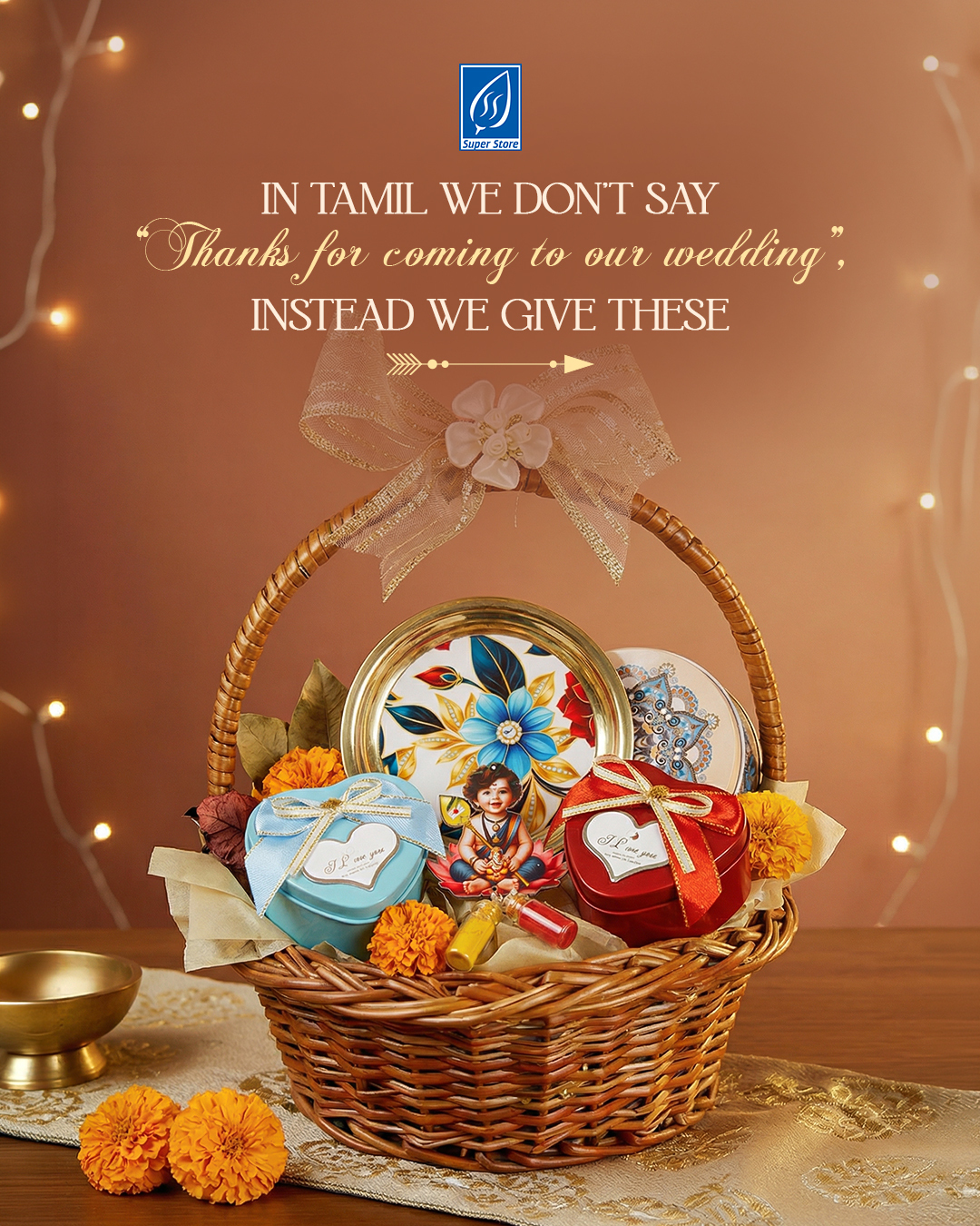 In Tamil culture, we don’t just say “Thank you” at weddings, we gift these meaningful tokens of appreciation.
Choose from our thoughtfully curated return gifts, including beautifully crafted tins, trays, and more – all designed to add a special touch to your celebrations.
#ReturnGifts #WeddingGifts #SuperSaravanaStores #WeddingSeason #GratitudeInGifts #TraditionalGifts
