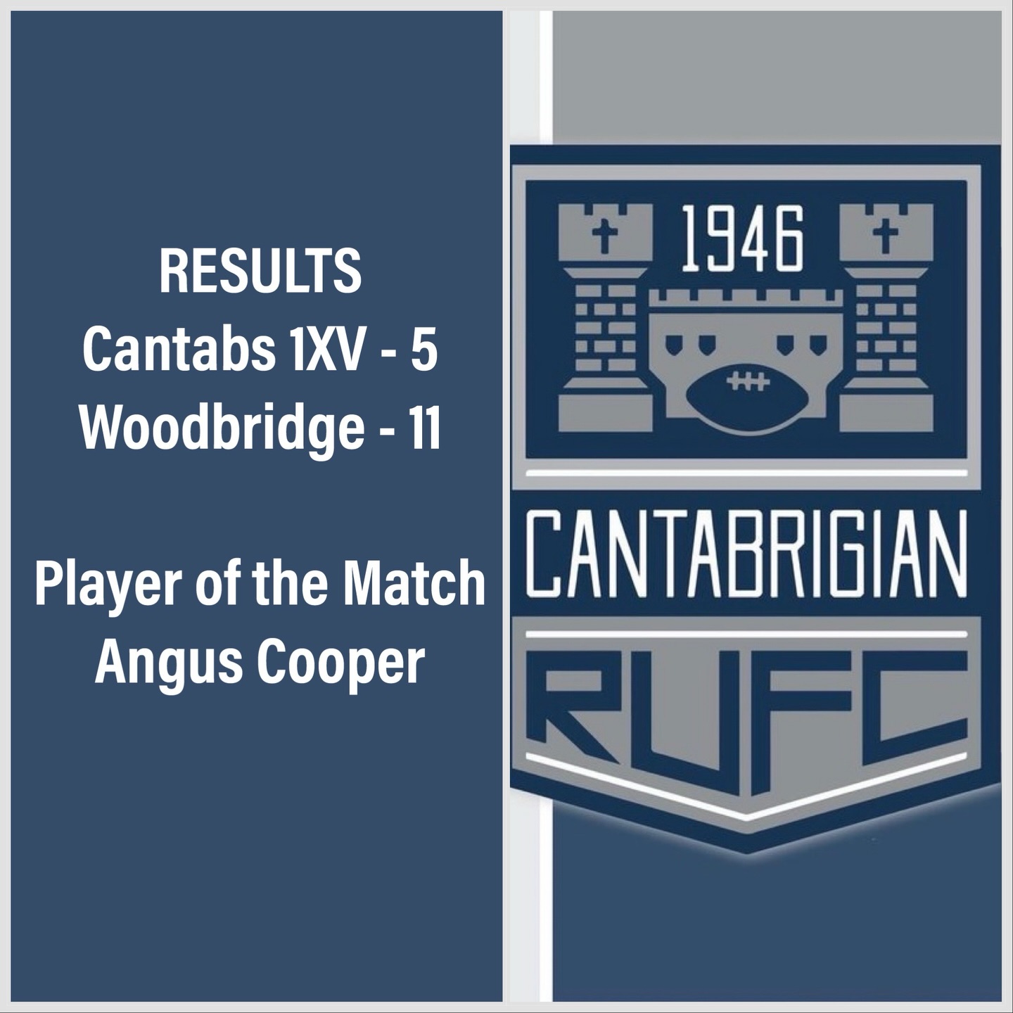 RESULTS
Although not the result we wanted, the 2025/26 season has been epic and it’s not even over yet! So much more to come!
💙🤍💙
Congratulations to our Player of the Match (and on his 1XV debut!) - Angus Cooper 💪🏻 @angusc00
#rugby #rugbyunion #cantabs #cantabsrugby #socialrugbyincambridge