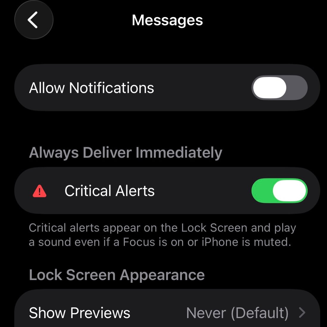 Please turn off ALLOW NOTIFICATIONS so I can text people at 2:30am and not worry about waking up someone. You can read the message in the morning. Just toggle the emergency numbers and those people, the ones that matter, can wake you up in case it’s an emergency. I’m not reaching out to many people in an emergency. I’m wanting to talk about some weird shit I was thinking about at 2:30am. You don’t need to text back. Take your time. Please go silent.