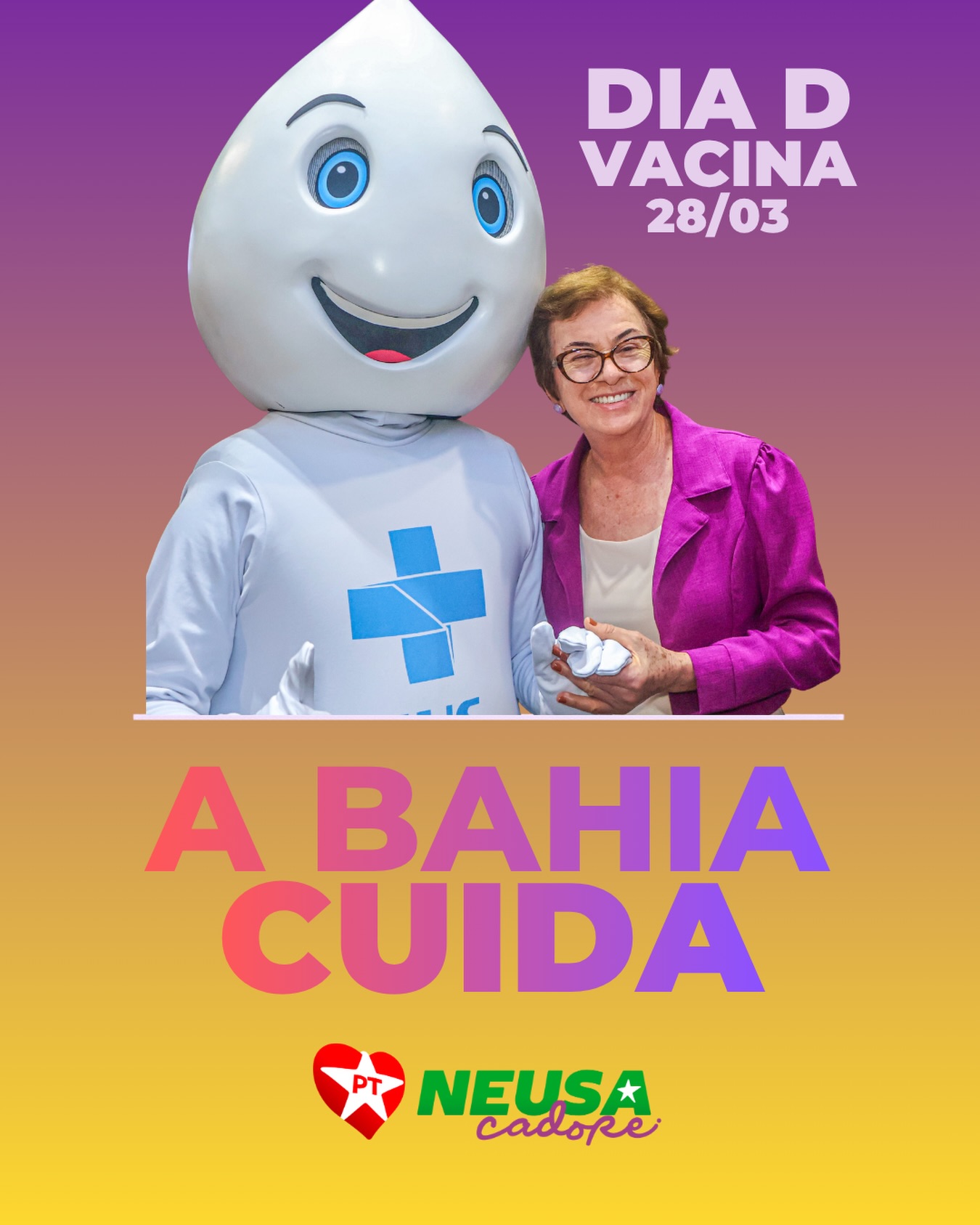 💉 Bom Dia D de vacinação na Bahia!
Neste sábado (28/03), começa a campanha contra a gripe em todo o estado. Procure o posto mais próximo e garanta sua proteção!
Vacinar é cuidar de você, da sua família e de toda a comunidade. 🤝💙
#VacinaSalva #Saúde #Bahia #zégotinha