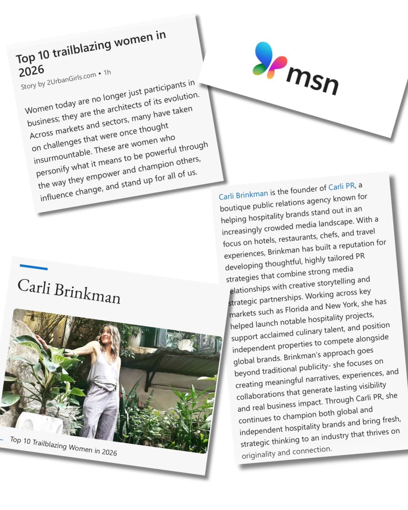 Thank you @msn for recognizing me as one of the Top Trailblazing Women in 2026 based on my work at CARLI PR. Very grateful for the recognition and for my team and my clients that make it all possible!
See the full story at the link in my bio.
@carlibrinkmanpr