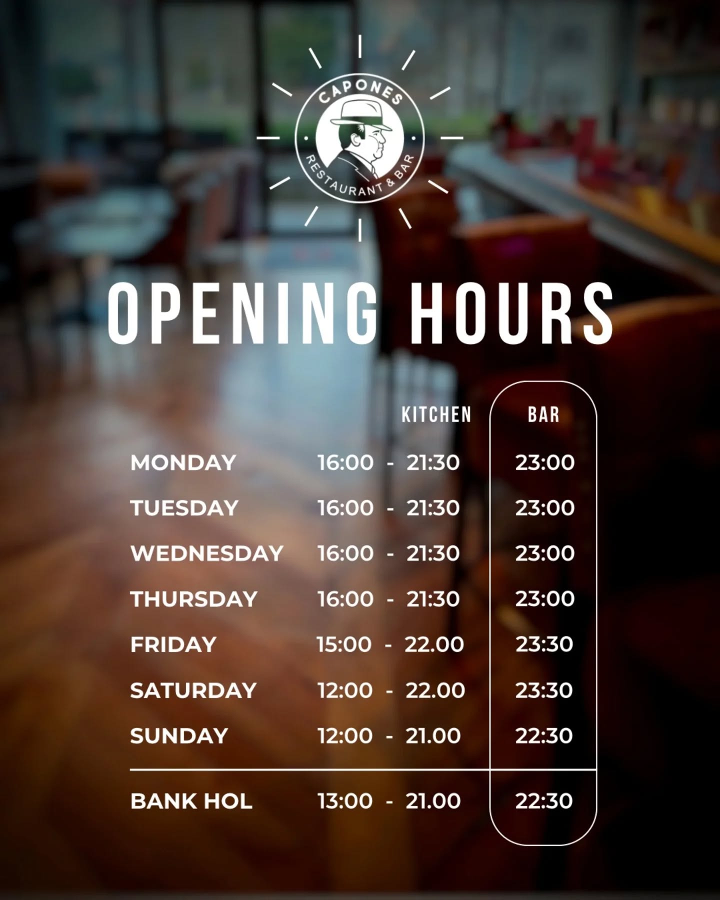 Planning your visit? Here’s a quick reminder of our opening hours 👋
#caponesrestaurant #galway #caponesgalway
