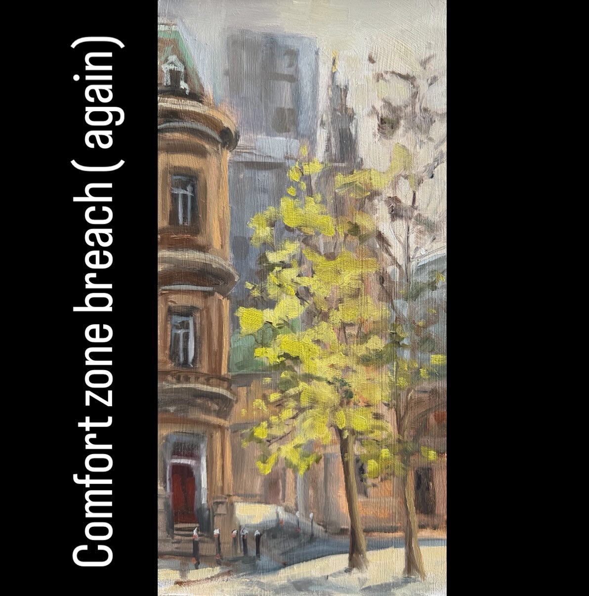 Painting in the City near the Royal exchange with @londonpleinairpainters .
What a day!
I spent too long ( and too many steps) walking round looking for a spot to paint . And then ended up back at a view I had spotted 2 hours earlier!!
It transpires that if you usually avoid buildings and winter trees, London is a great disappointment in early spring 🤣🤣
I can’t believe how many people turned out today ( swipe to the end for a taster). I will post the official photo of everyone when I get it.
Thanks @maria_yadegar_art for the photo of me concentrating - buildings are DIFFICUKT …. ( yes I know it’s just shapes, colours and tones but frankly, it’s not clouds so I am right…)
I am thinking of making myself paint ONLY street scenes until I stop banging on about them being difficult….. thoughts?!?!?
#getoutofyourcomfortzone #paintingtogether #cheapside #impressionistart