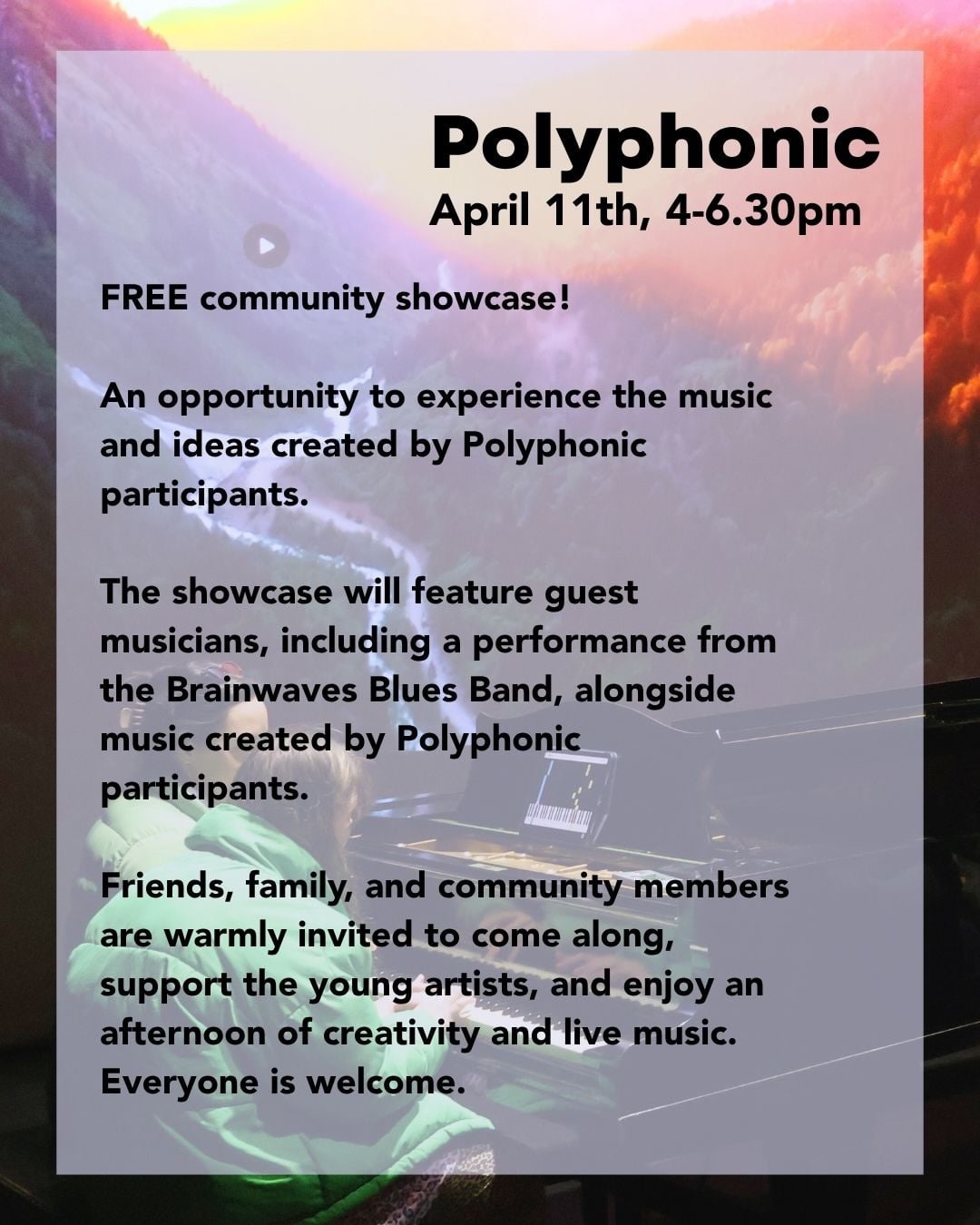 🎶 APRIL 11 free community music workshops and showcase in Newcastle! 🎶
📍27 Marton St, Shortland NSW
🎸 1:00-3:00pm Guitar & Bass Restringing Workshop
Got an instrument that needs some love? Bring it along and learn how to restring it yourself with guidance from Mikey (Embassy Guitar Works).
No experience needed, we’ll walk you through it step-by-step. Strings + tools provided.
🎛️ 2:00-3:00pm Live Looping & Music-Making Workshop
Jump in with Felix + Kata and start creating your own tracks using looping, sampling, and digital tools.
It’s hands-on, relaxed, and beginner-friendly. Just come ready to experiment and make some noise.
🎤 4:00-6:30pm Polyphonic Showcase + Songmaker App Launch
Come for an afternoon of live music and original work from our Polyphonic participants.
We’ll also be celebrating the launch of the Songmaker App 🎉
Plus guest performances, including Brainwaves Blues Band.
Bring your friends and family. Everyone’s welcome.
All events are free, and you can register for any of them through the link in bio 🔗
Come hang out, get creative, and support some amazing young artists 💫