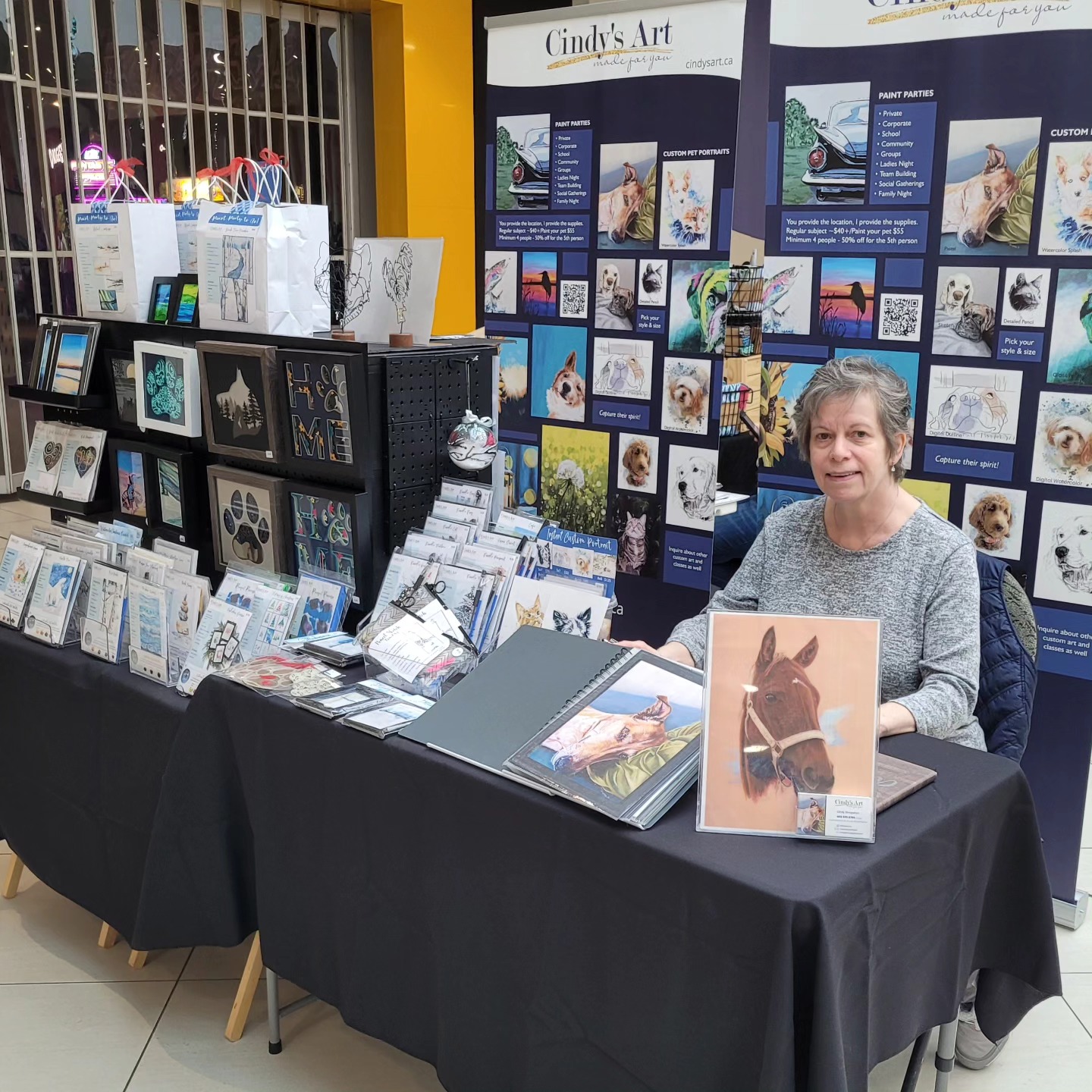 Ok, really the last time Moms Market Medicine Hat at the Medicine Hat Mall this Sunday, 10am-6pm. Come and see me for amazing popular paint kits, paint parties to go, cool 3D paper sculpture pics, hand painted ornaments, new travel watercolor paint kits in and of course your custom pet portrait needs. #mhmomsmarket #momsmarketmedicinehat #cindyshropshireart #yxhartist #yxhlocal #medicinehatevents #MHM #custompetportrait ##paintkits #paintparties
