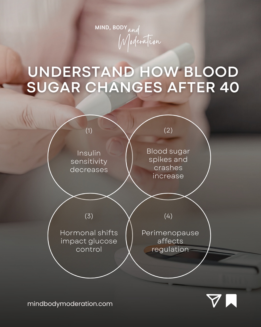 Blood sugar regulation changes significantly after 40, even if your diet has not changed much.
As insulin sensitivity decreases, your cells do not respond to insulin as efficiently. This can lead to more frequent spikes and crashes, stronger cravings, increased abdominal fat, and unstable energy throughout the day. Perimenopause and menopause add another layer because hormonal fluctuations directly affect glucose control.
Recognizing these changes is the first step. Managing blood sugar is not about extreme restriction. It is about building meals that stabilize energy and support your body’s current needs.
Learn how to approach blood sugar balance in a sustainable way here: https://www.mindbodymoderation.com/post/blood-sugar-balance-for-women-over-40-spring-edition
Share this with someone struggling with energy dips and follow for practical hormone and metabolic education.
#BloodSugarBalance #WomenOver40 #MetabolicHealth #PerimenopauseSupport #HealthyAging