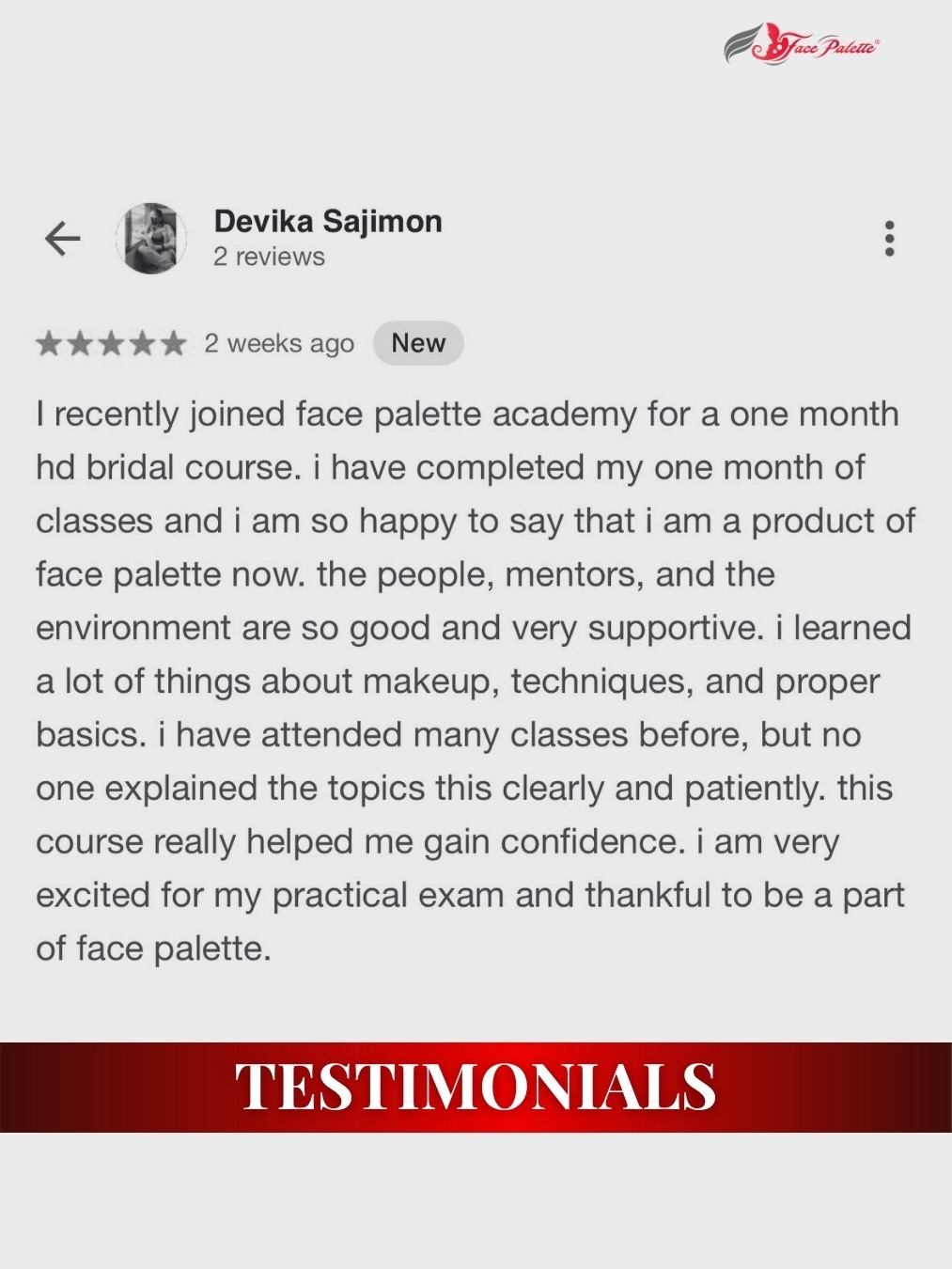 𝐒𝐓𝐔𝐃𝐄𝐍𝐓 𝐑𝐄𝐕𝐈𝐄𝐖 – 𝐓𝐄𝐒𝐓𝐈𝐌𝐎𝐍𝐈𝐀𝐋 & 𝐅𝐄𝐄𝐃𝐁𝐀𝐂𝐊 - Because when passion meets the right guidance, artistry blooms.
We’re truly grateful for the love and trust our students share!
Every journey at Face Palette is built with patience, clarity, and professional care — and seeing our students grow into confident artists is our biggest reward.
📍 Certified by EICBI London
📞 Call/WhatsApp: 9847074073
🌐 Join from anywhere in the world!
#facepalette #studentreview #makeupacademy #promakeupcourse #makeuptraining