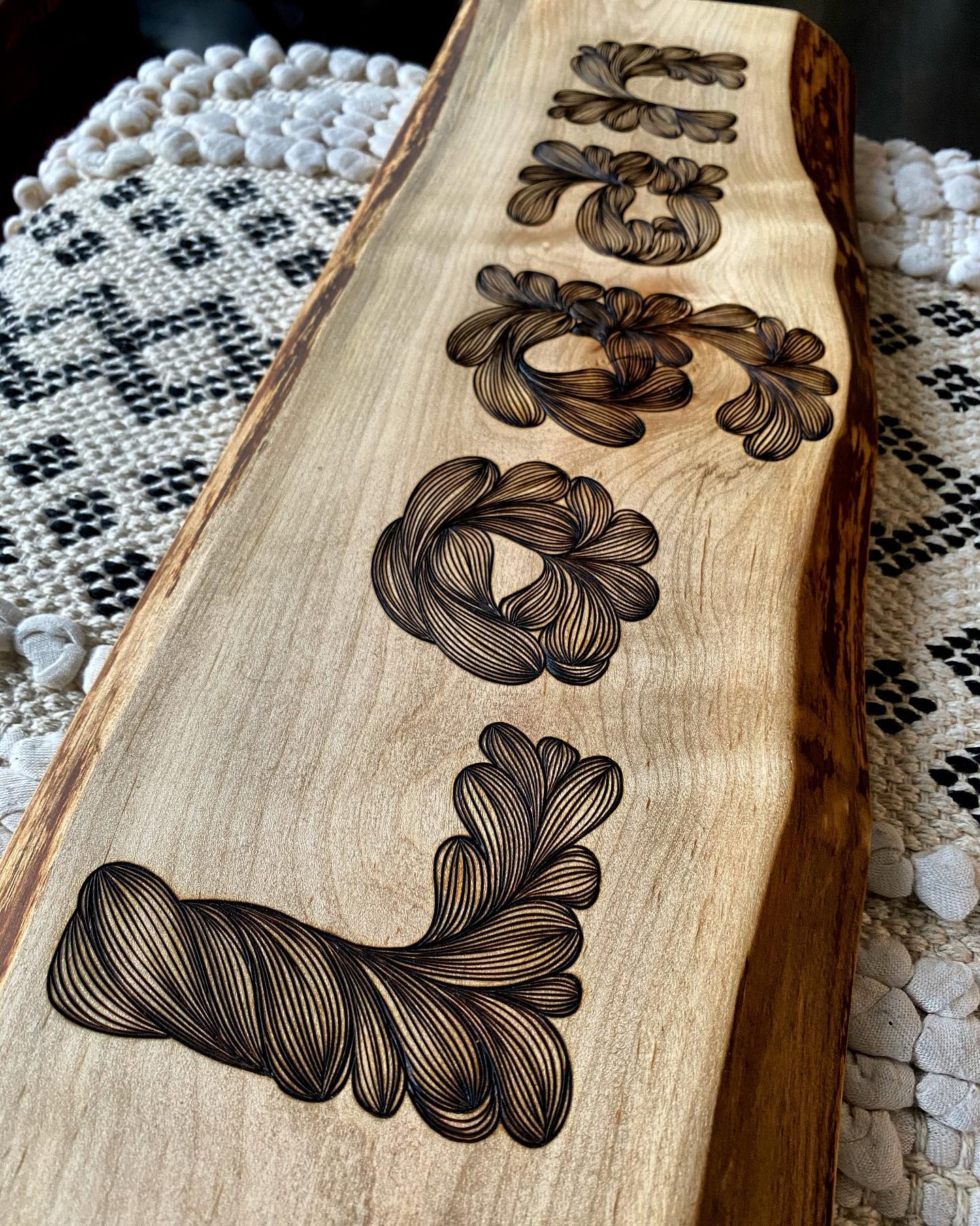 Another fun custom order name sign ✨
.
I did this one last year and realized I never posted! I really need to go through my photos more often…who knows what will turn up ⚡️👀
.
.
.
.
.
#kcapurasdesign #pyrography #pyrographyart #pyrographyartist #woodart #woodartist #woodburning #woodburningartist #woodburningart #burnedbyhand #freehand #lettering #handlettering #customsign #signwork #customorder #oneofakind #femalewoodworker #michigan #localartist @razertip @odiesoil