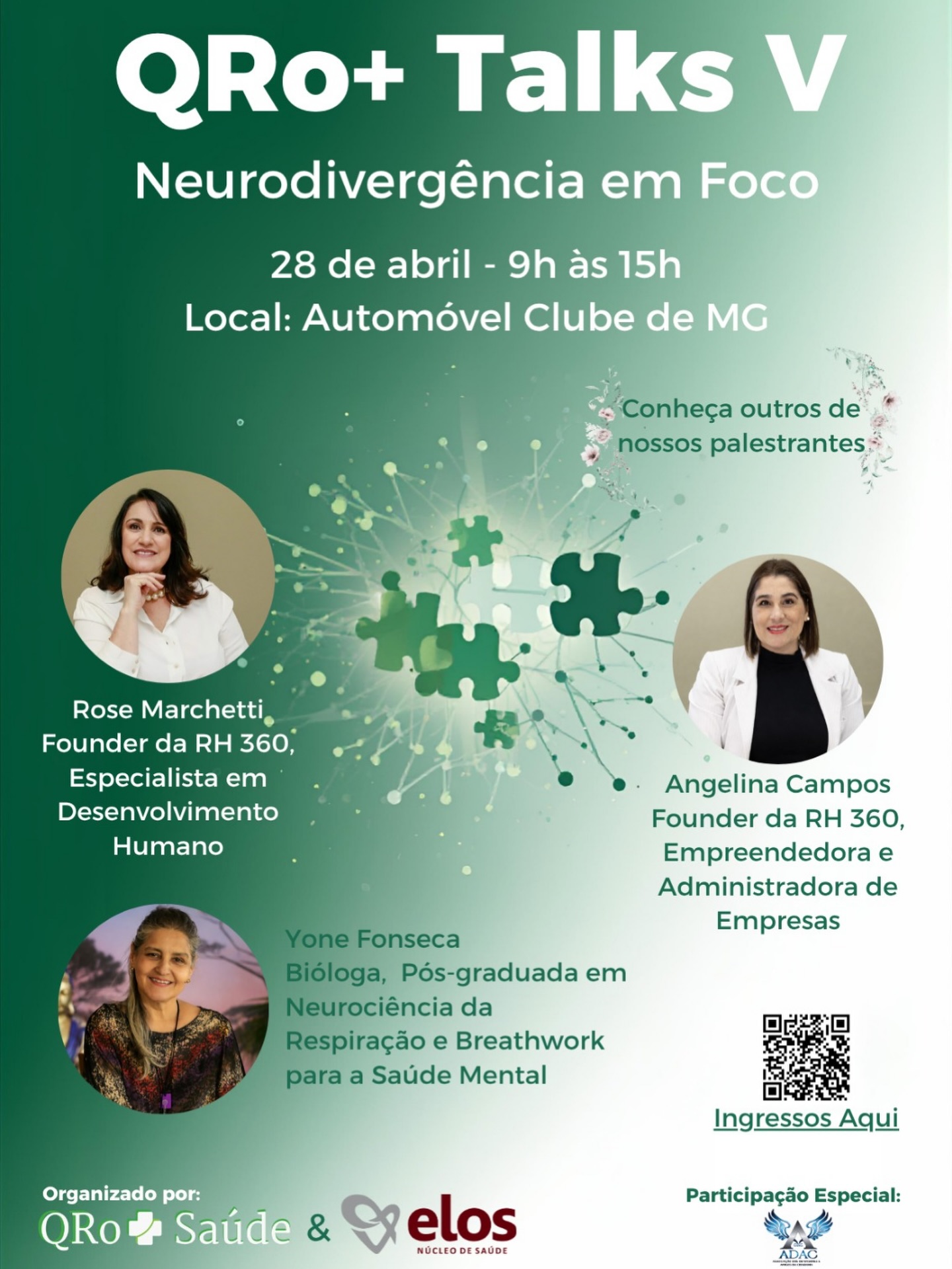 Se você acha que já entendeu tudo sobre neurodivergência… este evento vai mudar completamente a sua visão.
O QRo+ Talks V – Neurodivergência em Foco não é apenas mais um encontro.
É uma experiência construída para provocar, emocionar e, principalmente, transformar.
📍 28 de abril | 09h às 15h
📍 Automóvel Clube de Minas Gerais – Belo Horizonte
Um painel de perguntas e respostas e interações com
👤 Rose Marchetti - Founder da RH360, especialista em desenvolvimento humano
👤 Angelina Campos - Founder da RH 360, empreendedora e administradora de empresas
👤Yone Fonseca - Bióloga, pós graduada em neurociência da respiração e breathwork para a saúde mental
E isso é só parte do que você vai viver:
✔️ Conteúdo com especialistas
✔️ Painéis interativos com perguntas ao vivo
✔️ Networking estratégico com profissionais e empresas
✔️ Lançamento da Central QRo+ para Neurodivergentes
Mais do que um evento, é o início de uma nova forma de olhar para o cuidado, a inclusão e o futuro da saúde.
Se você sente que esse tema te atravessa de alguma forma…
você precisa estar lá.
🎟️ Garanta sua vaga no link da bio. Porque algumas conversas não podem ser adiadas. #neurodivergência #qromaissaúde