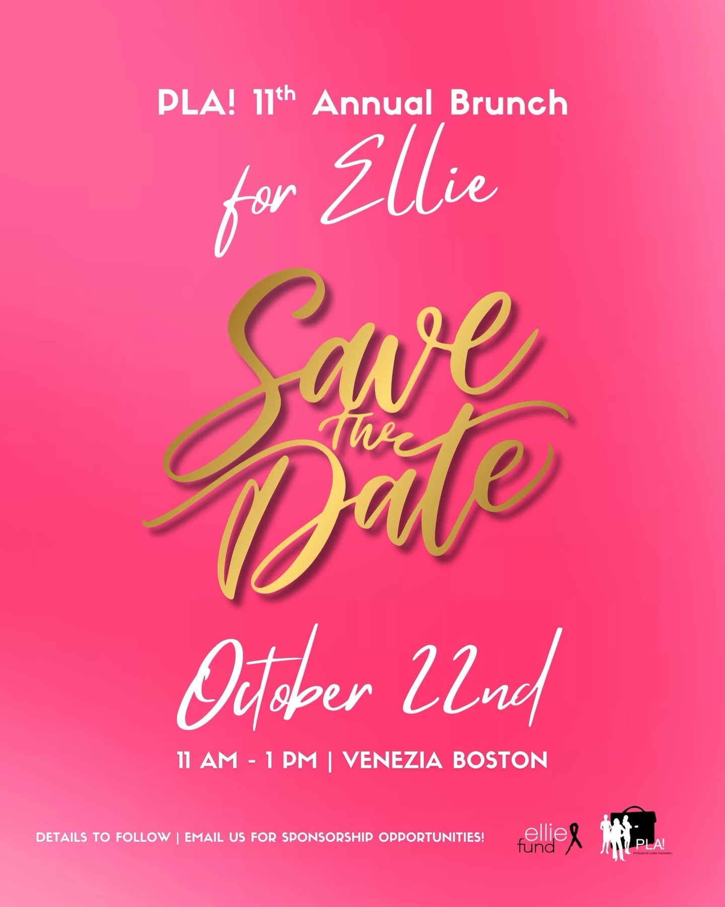 SAVE THE DATE for the 11th Annual PLA! for Ellie Brunch!
Thursday, October 22nd, 2026
Check back for details!