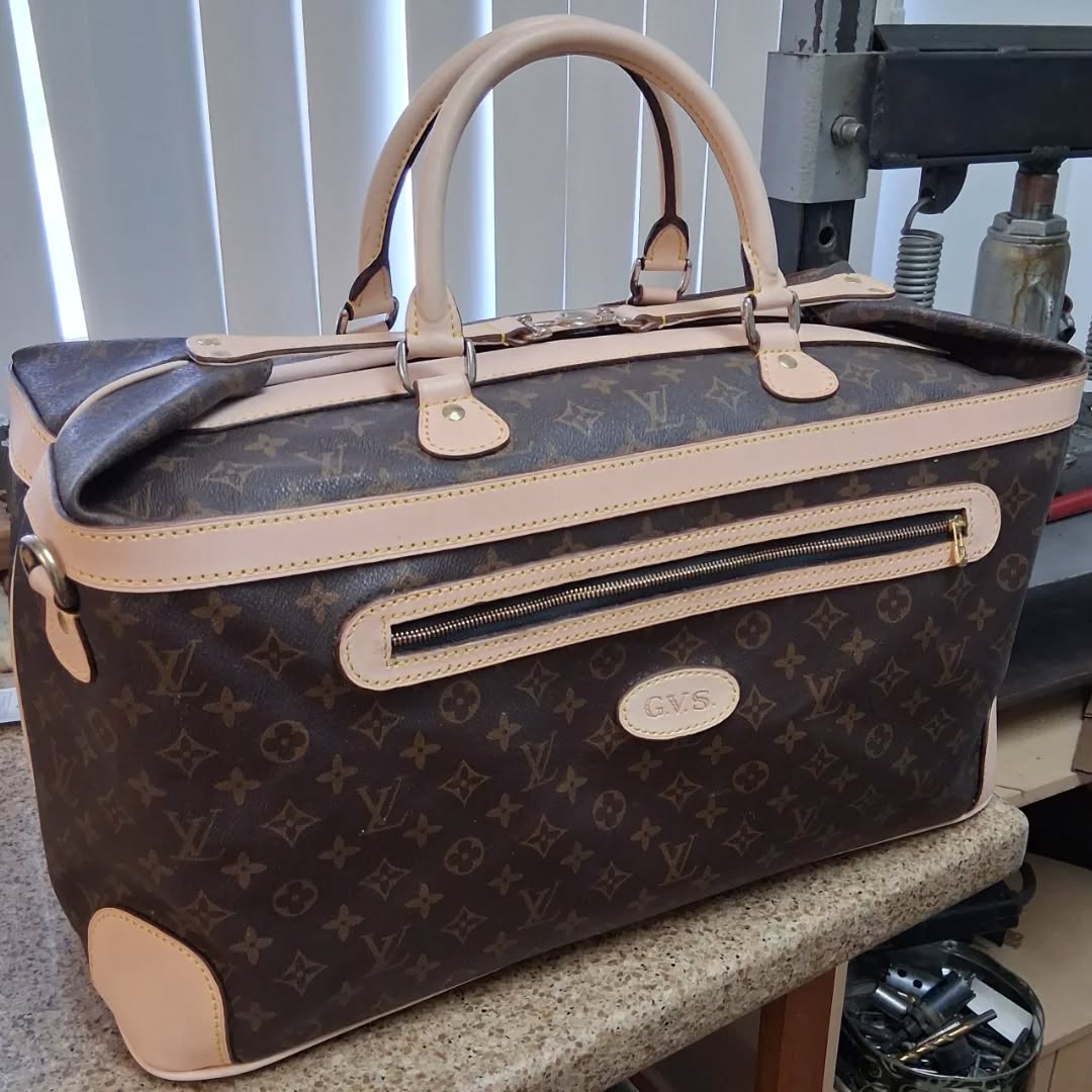 Shell all finished on the 1960s Texas made LV travel bag. Time to make up lining. #louisvuitton #luxuryhandbags #travel #fasion