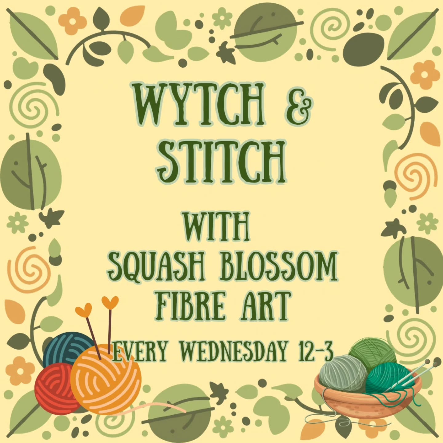 Good morning Wytches, we are back open today, thank you for all your messages of support, very thankful 🙂
Today is Wednesday and time for another Wytch and Stitch! Completely free starts at 12-3.
10% off for participants in the shop.
If you don't have any yarn and hooks try @thebrightstitch for supplies! They are super helpful and have an amazing shop, just around the corner from us!
See you all soon
Blessings of the Land Sea and the Sky ❤️❤️❤️❤️