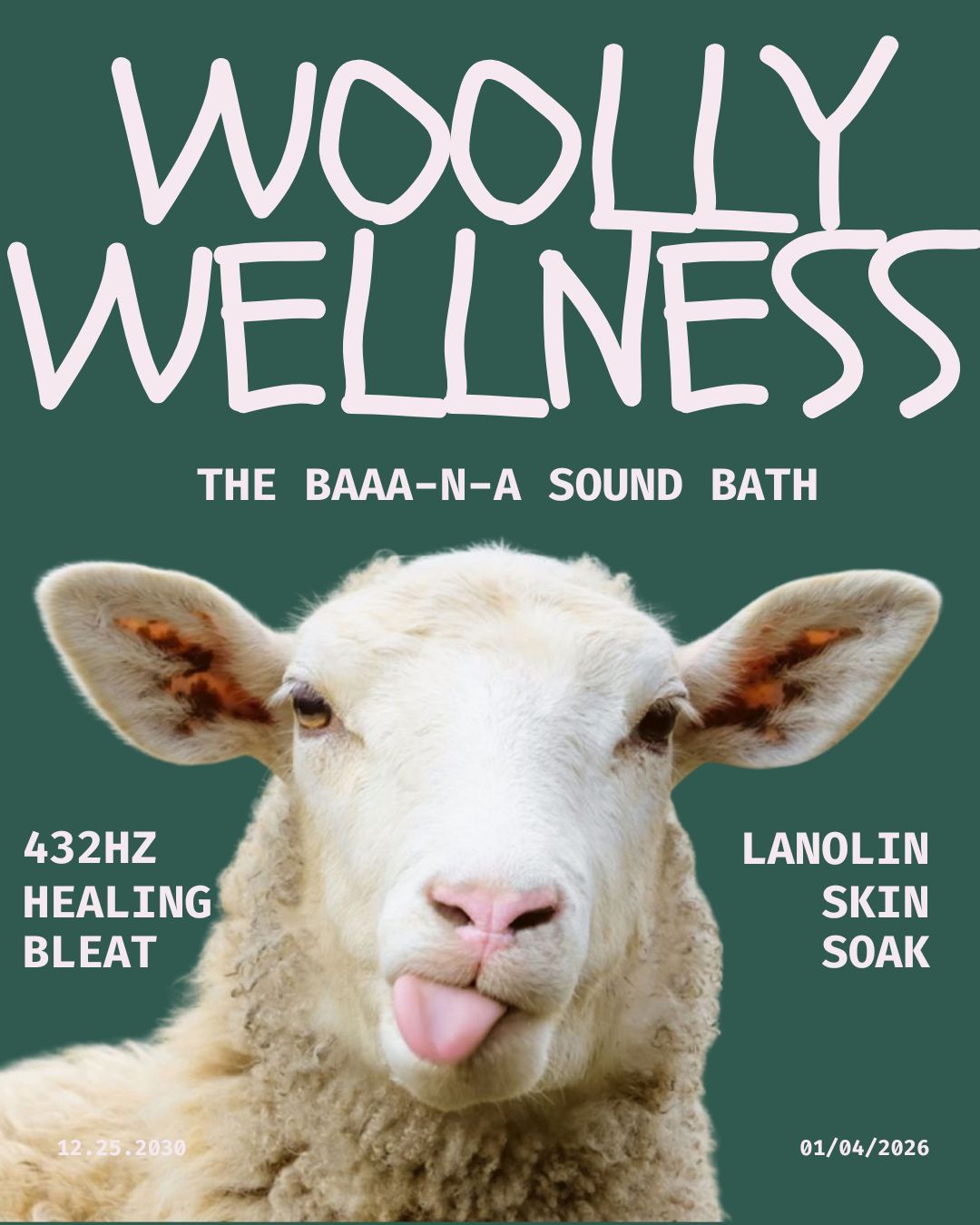 🐏 THE FINAL REVEAL: WELCOME TO THE HERD. 🌿
We’ve seen the Coffee Plunge. We’ve seen the Drive-Thru. But for our final announcement of the morning, we’re going back to our Welsh roots with our most "Zen" therapy yet.
Introducing "Woolly Wellness"—The UK’s first Sheep-Assisted Sound Bath. 🏴✨
Forget singing bowls. Science (and a very persistent farmer from the Valleys) has shown that the specific low-frequency "Baa" of a Miniature Welsh Mountain Sheep vibrates at 432Hz—the frequency of pure healing.
The Session Includes:
🎵 The Baa-n-a Soundscape: Immersive, live bleating for deep vibrational therapy.
🐑 Lanolin Skin-Soak: Natural wool oils for that "Grangetown Glow."
Important: Strictly no mint sauce, no Velcro, and please do not attempt to shear the practitioners. 🚫🌿
Our first "Flock Session" starts at 11:59 AM. Who’s joining the herd? 🐏👇