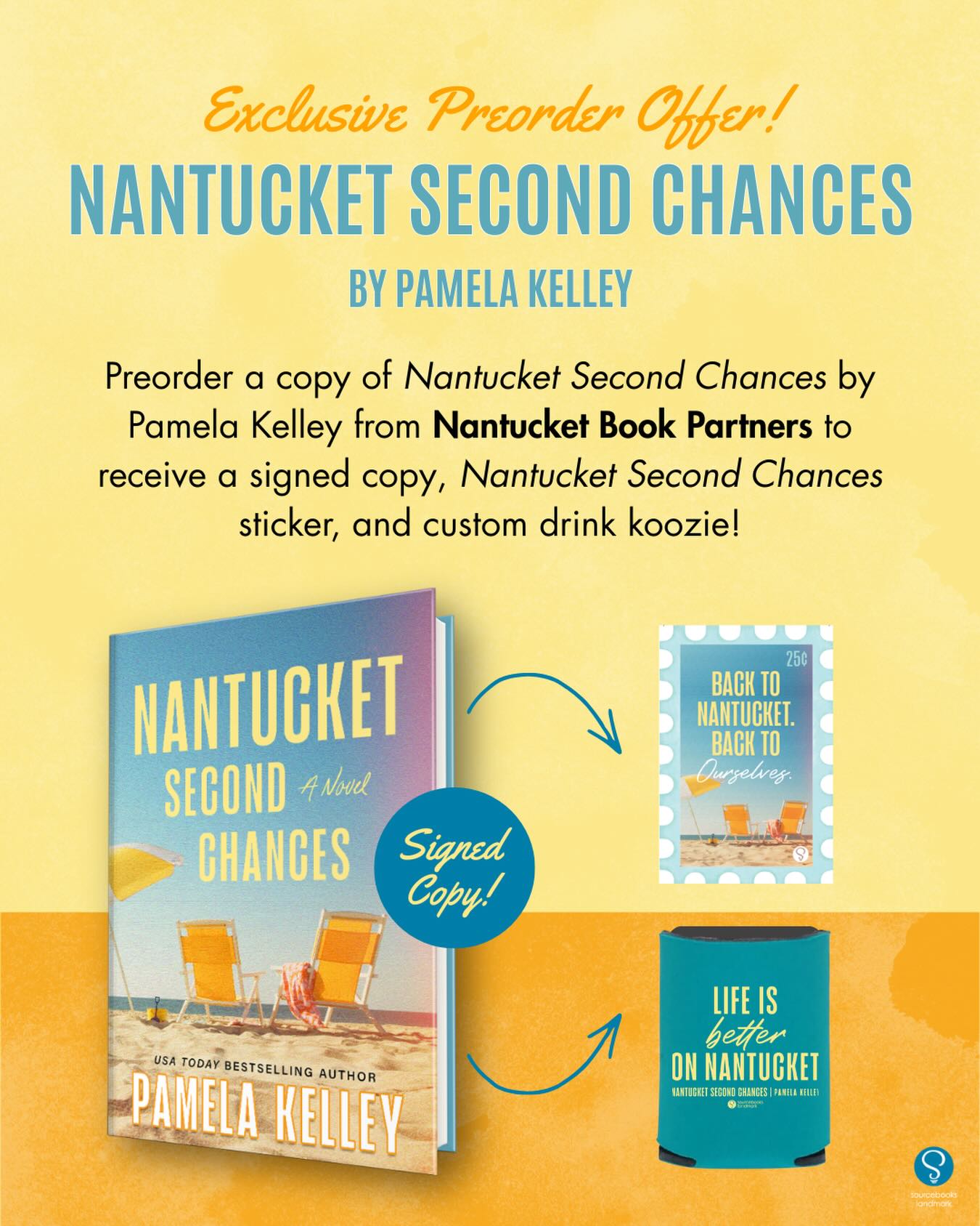 Pre-order an Autographed Hardcover Copy of “Nantucket Second Chances” by @pamelamkelley from Nantucket Book Partners and you will receive this special Nantucket Second Chances sticker and exclusive custom drink koozie! This is an exclusive offer from Nantucket in collaboration with the publisher @sourcebooks. Click link in bio or visit NantucketBookPartners.com > Autographed Copies.
This book will ship by its publication date of June 9, 2026.
Limited quantities apply so pre-order today!
If you would like the book personalized, please write the first name in the comment section at checkout.
Nantucket is the perfect place for a new beginning.
Claire Shipman never imagined she’d be the single mom of a teenager, going through a contentious divorce, and unexpectedly pregnant. On the bright side, at least she’s on Nantucket, where she grew up, and where her mother and grandmother welcome her home with open arms.
For years, Claire lived an enviable Manhattan lifestyle. Until her ex had a marriage-ending affair and also lost his job and all their money. Claire’s high school friends invite her to their book club and an off-hand joke that she could sell one of her Hermes bags sparks a business idea.
Her friend’s brother, Cody, is a furniture builder with a spare storefront. He’s initially skeptical about the prospects of a “used handbag shop”.
But Claire is determined. With the support of Lily, her mother, grandmother, old friends and new, she begins to build a true second chance at a new life.