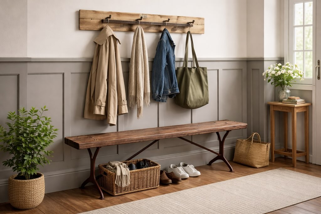 -SOLD-
Well I think we can all agree the weather this week, certainly in Southport, has been mixed! Which coat to wear has never been more important 😂 and unfortunately I’ve been caught out a few times.
We showed you earlier this week an old school coat rack with loads of character, well what do you know we’ve got a hall bench that compliments it perfectly. A beautifully aged original Victorian cast iron base, with fragments of its old paint and a new stained & waxed pine plank top.
So you have an old school coat rack in a hallway, ready to catch coats, scarves hats etc and the bench to kick off your boots.
The bench measures 180 cms x 23 cms £165
The old school coat rack measures 135 cms x 16 cms £125
#victorianbench #hallwayinspo