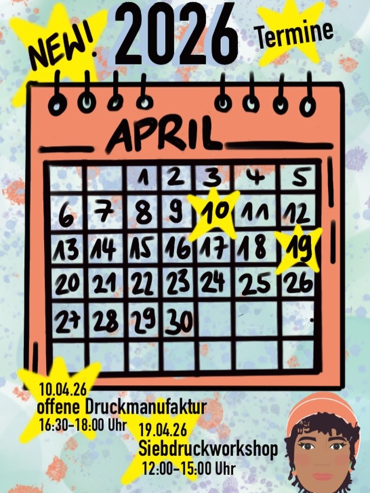 Der April ist der perfekte Monat, um mal was ganz Neues auszuprobieren. Buch den Workshop, den du schon lange buchen wolltest. Nimm dir Zeit für dich und deine Lieben.
Deine Termine im April:
10.04. | Offene Druckmanufaktur 16:30 – 18:00 Uhr (ausverkauft)
19.04. | Siebdruckworkshop 12:00 – 15:00 Uhr
Mit eigenen Motiven: 95 € / Mit Motiven aus der Druckmanufaktur: 55 €
Wichtig: Es sind noch 4 Plätze frei. Der Workshop eignet sich auch super als Ostergeschenk.
Tickets kannst du über meine Homepage kaufen, ausdrucken und verschenken. Und mal ehrlich: Kreative Zeit zu zweit ist einfach IMMER das bessere Geschenk.
Alle Infos und Anmeldung: www.minagarcia.de
#siebdruck #ostergeschenk #kreativzeit #workshop #hamburg
