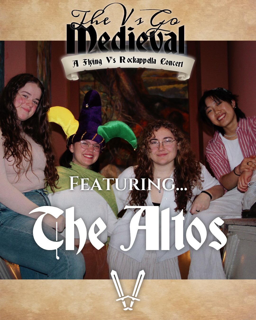 What’s better than April Fools? THE ALTOS🔥🔥 Come hear the most beautiful voices of medVieVal era this FRIDAY‼️
🎶Flying V’s Spring Concert
📅Friday, April 3rd at 7:30pm
📍University Chapel
🎟️$7 Student, $12 General
Venmo @flyingvsuva for a ticket!