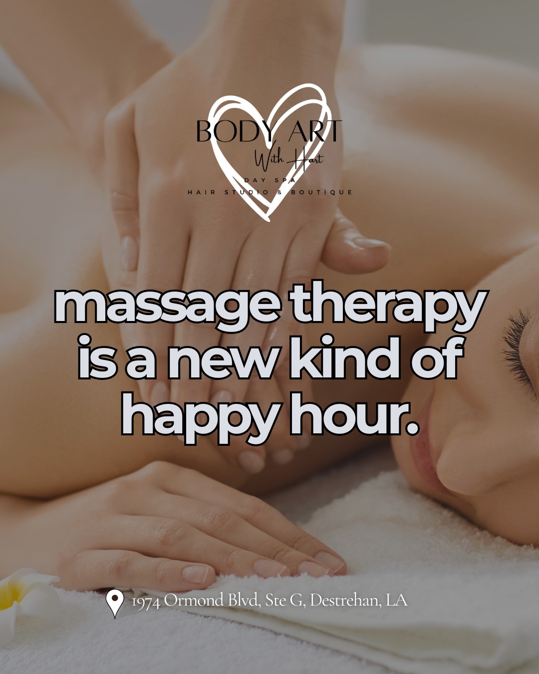 Massage therapy is the new happy hour.
And this one doesn’t leave you drained the next day. 😉
If you woke up with tight shoulders, a busy mind, or already feeling behind… this is your sign to do something different with your Saturday.
Trade the noise, the errands, and the “I’ll get to it later” for an hour where everything slows down.
Our licensed massage therapists focus on what your body needs whether that’s deep tension relief, stress release, or simply giving you space to breathe again.
Because feeling better shouldn’t be saved for a special occasion.
📞Call 985-764-9471 or book online
📍 1974 Ormond Blvd, Ste G, Destrehan, LA
massage therapy Destrehan LA, massage near me, deep tissue massage Destrehan, stress relief massage, weekend self care, Saturday spa appointments, River Parishes massage