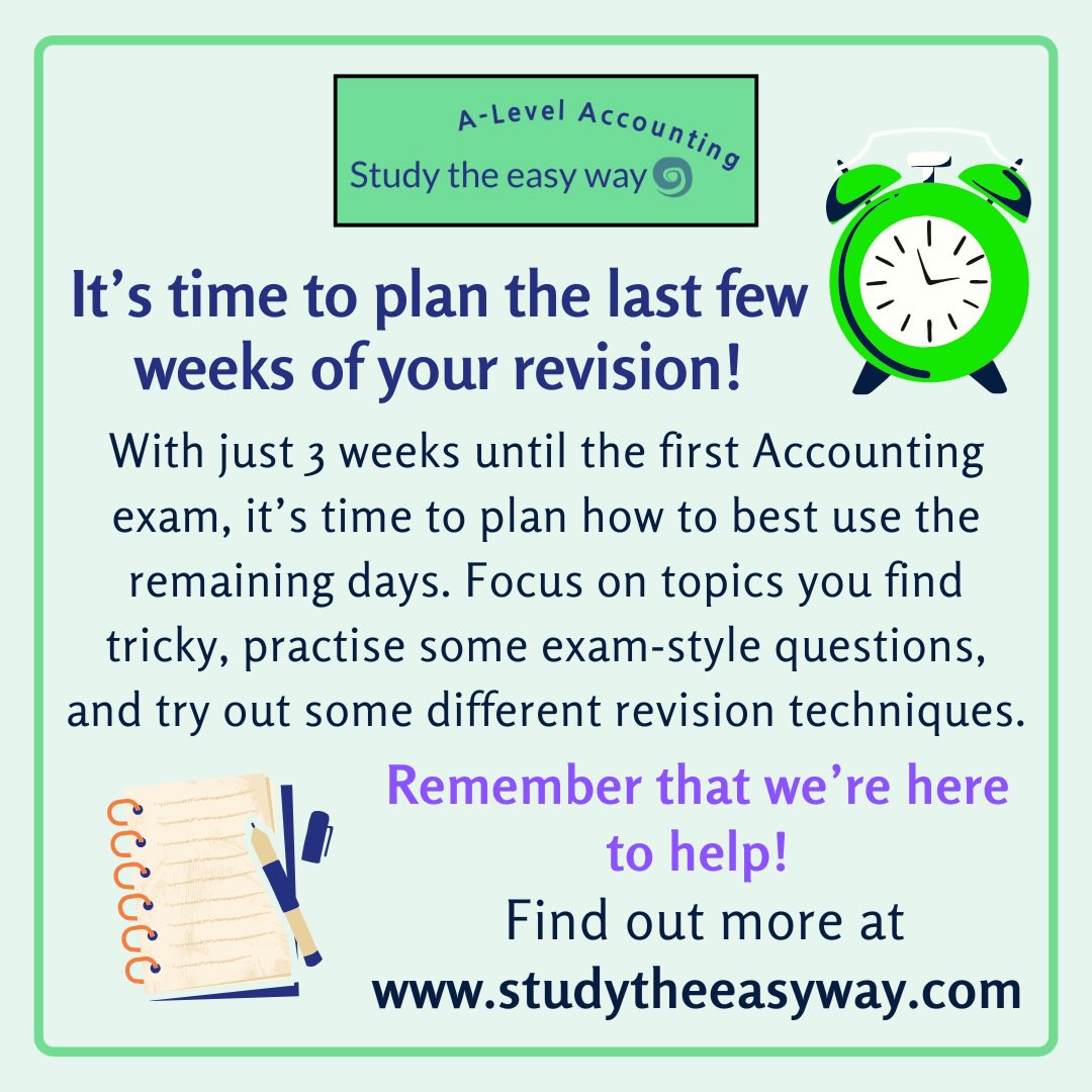 Are you ready for your A-Level Accounting exams? Don’t panic! We’re here to help you through these final few weeks, to support you in achieving the grade you want. Use your time effectively with our fantastic range of revision resources, so you can go into the exams feeling confident and prepared. Visit us at studytheeasyway.com to find out more
#alevelaccounting #aqaaccounting #alevelrevision #alevels2026