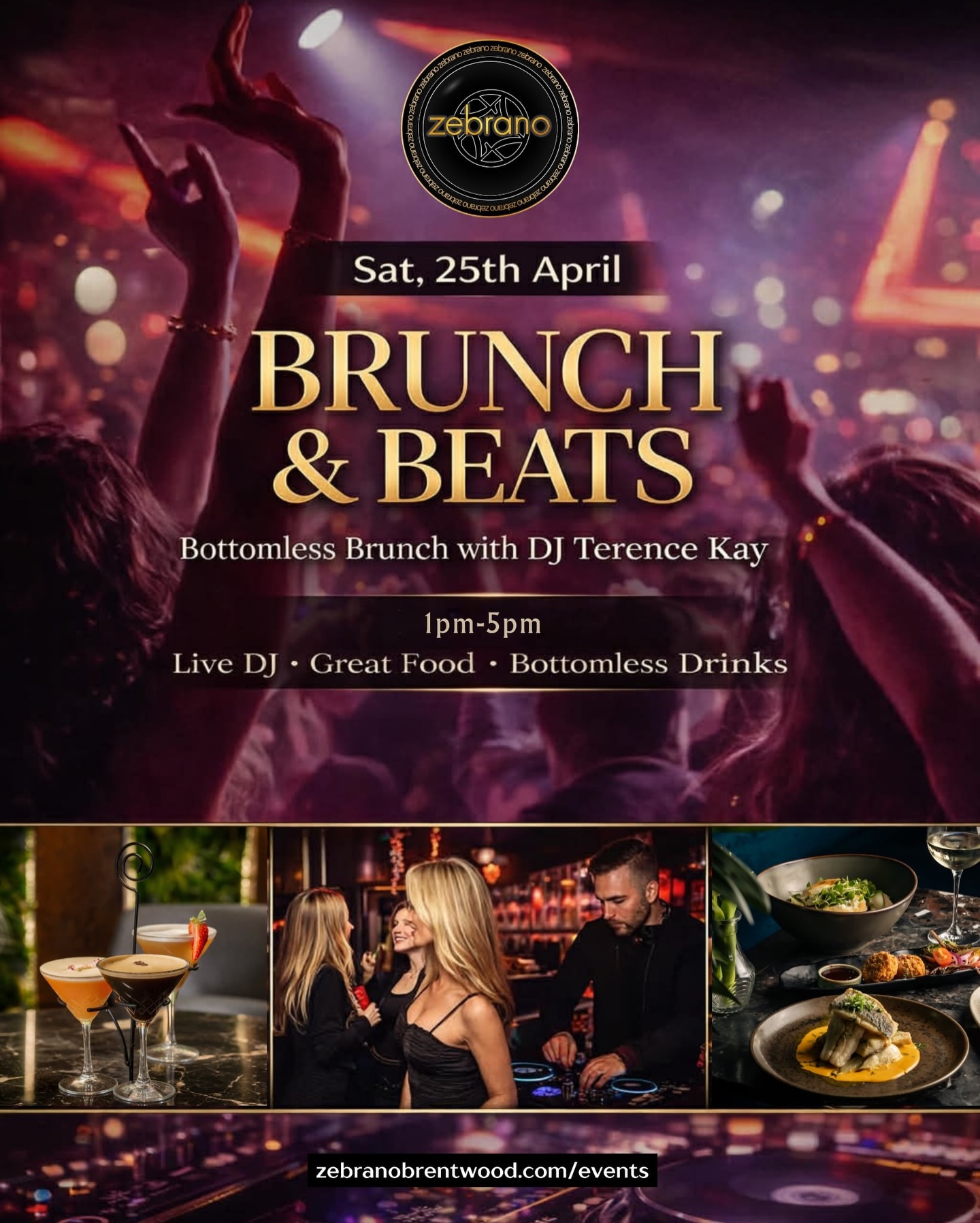 🎶 OLD SKOOL BOTTOMLESS BRUNCH 🎶
Saturday 25th April at Zebrano Brentwood 🍾
Join us for an unforgettable afternoon with DJ @djterencekay bringing all the old skool vibes! 🎧🔥
✨ What’s included:
🍴 2-course meal
🥂 Unlimited Prosecco or Amstel
🍺 Upgrade for more beers
🍸 Or go all out and upgrade to cocktails
Grab your friends, hit the dancefloor, and celebrate in style 💃🕺
Whether it’s a birthday, special occasion, or just an excuse for a good time… this is the brunch for you!
📍 Book now: zebranobrentwood.com/events
#ZebranoBrentwood #BottomlessBrunch #OldSkoolBrunch #DJTerenceKay #BrunchVibes