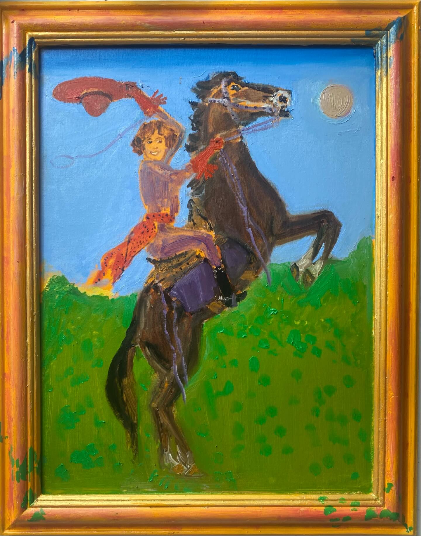 New painting “Rodeo Girl “ #cowgirls #oilpaintingartist #sombrerogirls #horsesofinstagram #buffalobillswildwestshow