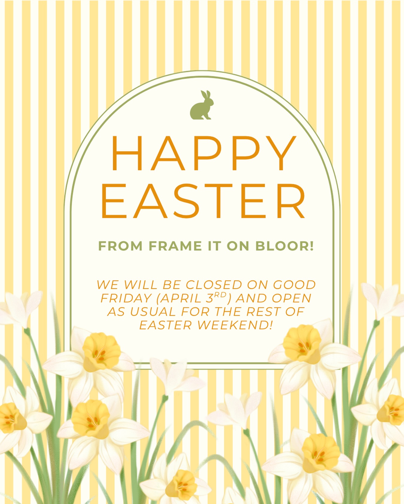 The busy bunnies at Frame It On Bloor will be off on Good Friday, but will be hopping back into the shop for the rest of the Easter weekend for all your framing needs! 🐰✨
#cstomframing #frameitonbloor #framing #easter #businesshours
