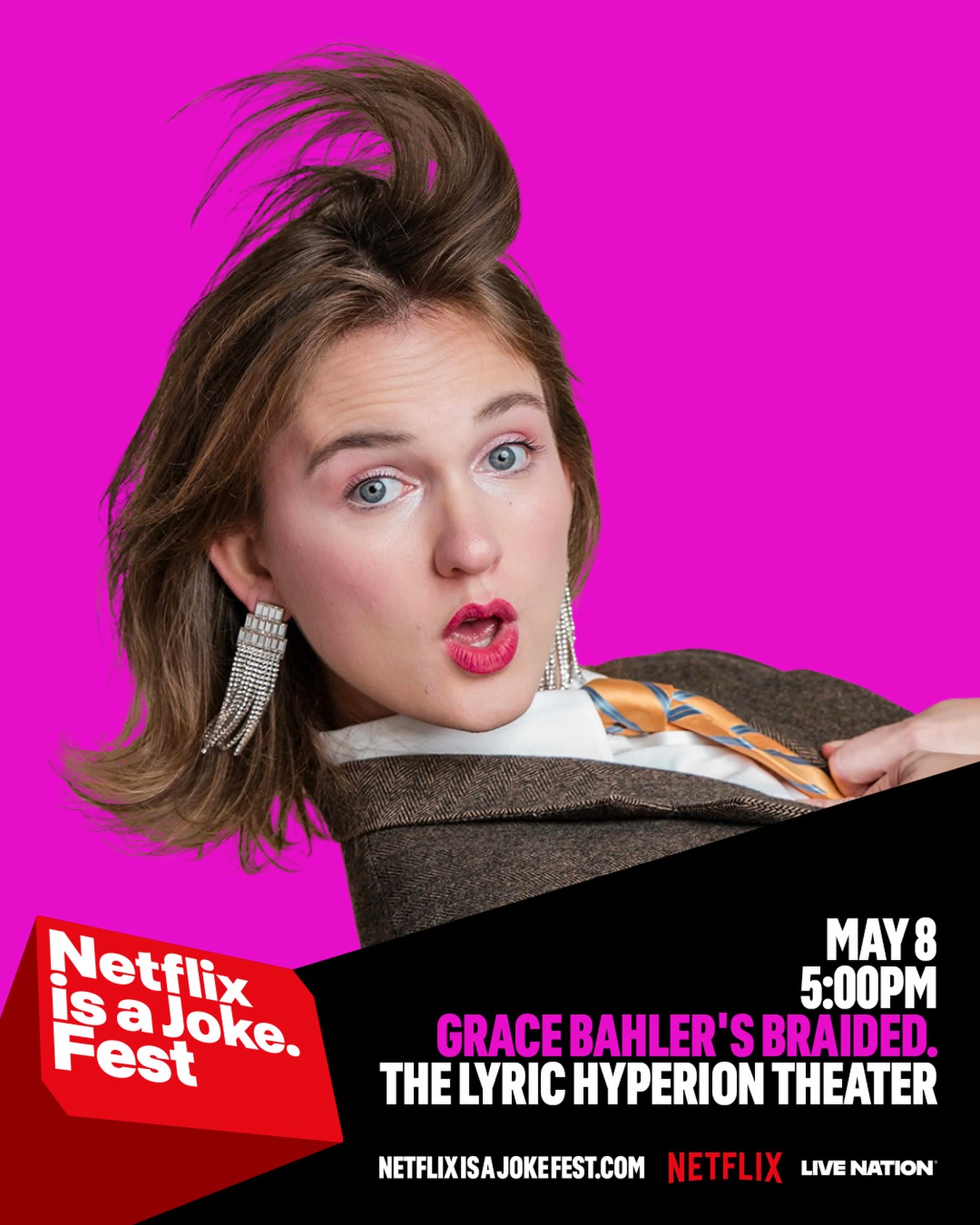 SOOOOO excited to be back at @lyrichyperion for @netflixisajoke !!!!!! Friday, May 8 !!!!!!
3 comics weave in an out of each other's micro sets for an hour. Hilarious, chaotic, and totally original. Featuring @meatbrickmolly and @carmenyescarmen ⭐️ with @schmidt__show hosting :)
TIX GO LIVE FRIDAY!!!