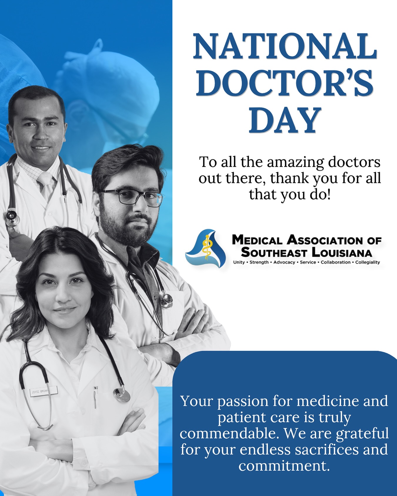 Happy National Doctorsโ Day! ๐ฉบ๐ค
To every physician who walks through those doors day after day โ through long shifts, difficult diagnoses, and moments that never leave you โ today is for YOU.
At MASELA, we see the dedication behind every decision you make. We see the sacrifice it takes to show up for your patients, your community, and your calling.
Being your advocate and your community is something we donโt take lightly.
Southeast Louisiana is lucky to have you, and MASELA is proud to stand alongside you โ not just today, but every single day.
Thank you for all that you do. You are truly making a difference. ๐
#DoctorsDay #NationalDoctorsDay #MASELA #SELouisiana #PhysicianCommunity