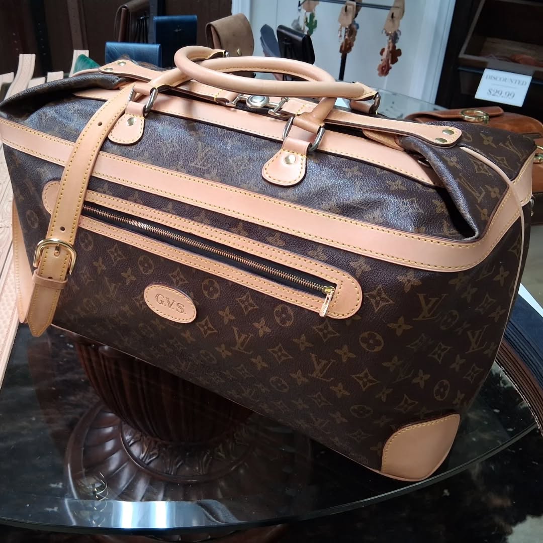 1960s American made LV travel bag finished. Italian veg leather with waxed canvas interior. Customer was super happy. #louisvuitton #travelbag #luxurybag #leather