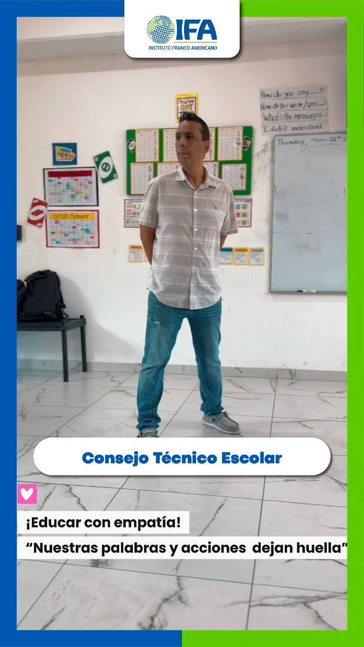 Antes de salir de vacaciones, en nuestro Consejo Técnico Escolar, nuestros docentes participaron en el taller:
“Educar con empatía: el poder de nuestras palabras” 💬✨
De la mano del psicólogo Edmundo Araujo reflexionamos sobre la importancia del trato hacia nuestros alumnos, reconociendo que cada palabra y cada acción impactan directamente en su desarrollo emocional y académico.
En IFA creemos firmemente que educar va más allá de enseñar contenidos: implica formar con respeto, empatía y conciencia. 🌱
Porque cada palabra deja huella… y en nuestras manos está que esa huella sea positiva. 💙
#IFA #EducaciónConValores #Empatía #FormandoConAmor #DocentesIFA #EducaciónEmocional #ConsejoTécnico #Cancún #ComunidadIFA