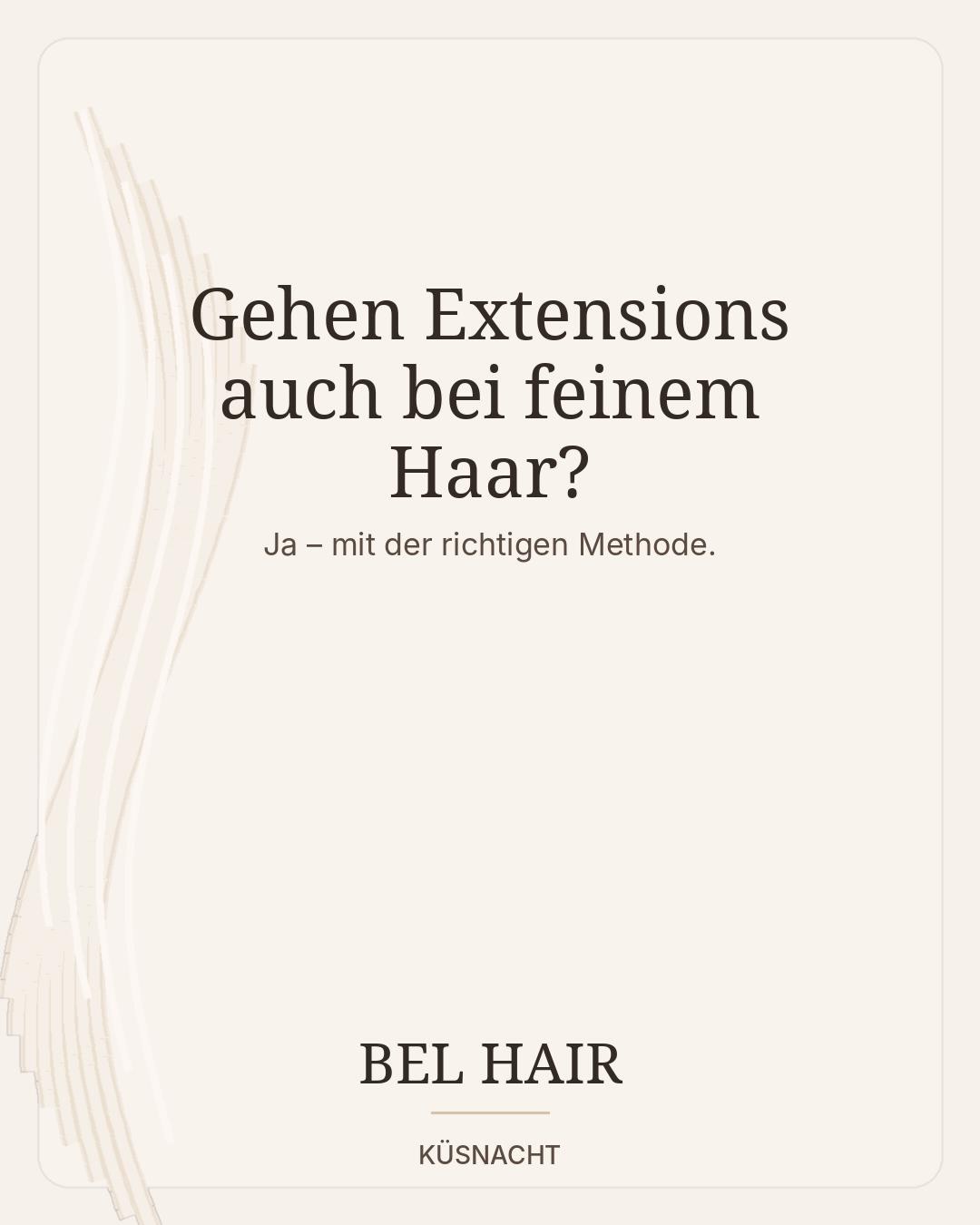 Gehen Extensions auch bei feinem Haar?
Ja — aber nicht jede Methode passt zu jedem Haar.
Gerade bei feinem Haar ist es wichtig, nicht einfach nur mehr Haar einzuarbeiten, sondern die richtige Technik, die richtige Menge und einen weichen, natürlichen Übergang zu wählen.
Genau darauf achte ich bei Bel Hair:
dass das Ergebnis voller, harmonisch und hochwertig aussieht und nicht künstlich.
Mein Ziel ist nicht einfach Länge oder Masse, sondern mehr Fülle, die wirklich zu dir passt.
Du bist unsicher, ob Extensions bei deinem Haar sinnvoll sind?
Schreib mir gern oder buche deine Beratung bei Bel Hair in Küsnacht. 🤍
#extensions #hairextensions #haarverlängerung #haarverdichtung #feineshaar extensionsfürfeineshaar blondeextensions blondhair mehrfülle natürlicheextensions extensionszürich küsnacht zürich hairgoals belhair