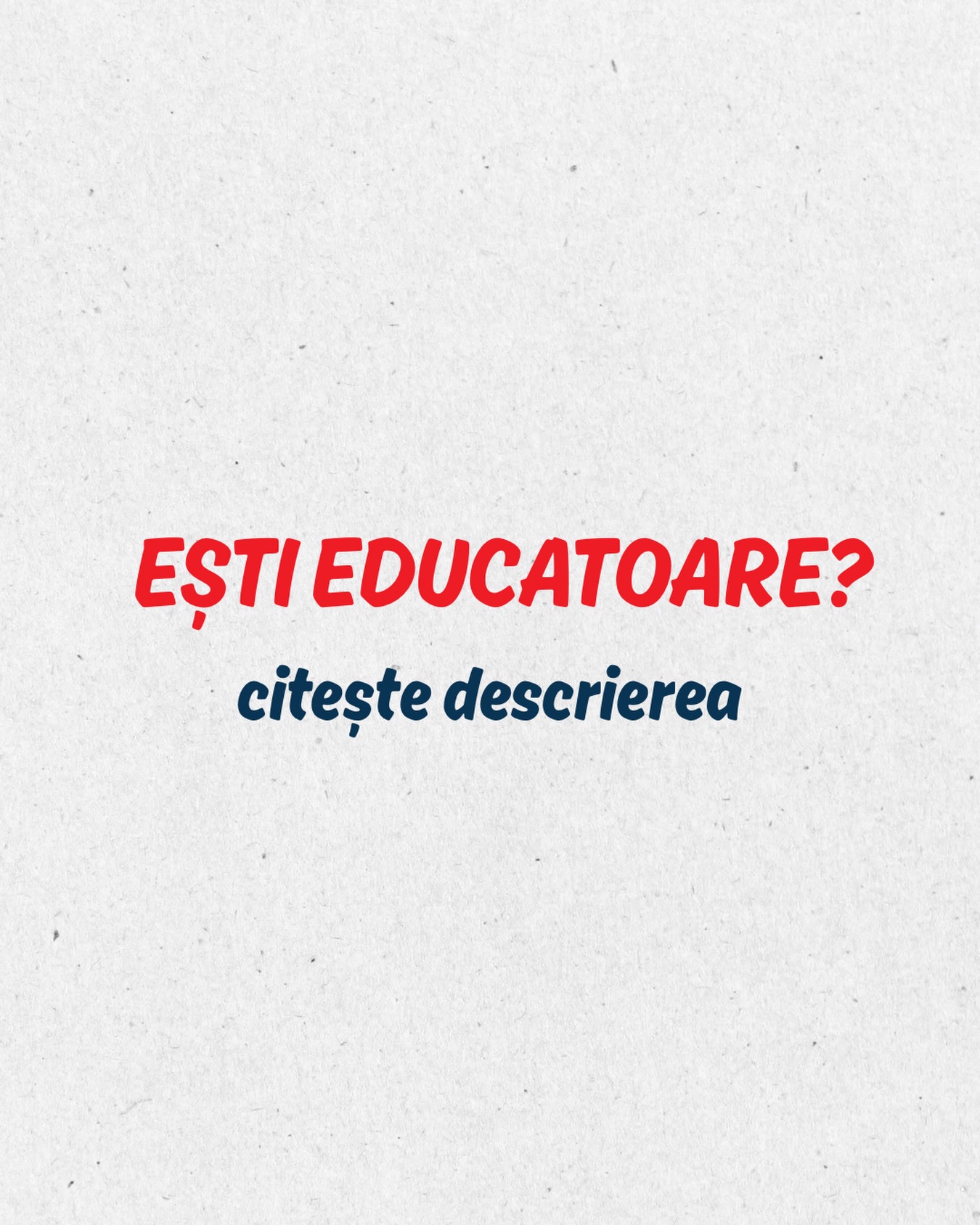 ❤️ Provocare pentru educatoare
La Grădinița Online ne dorim să oferim părinților cele mai valoroase activități pentru copii — nu doar idei drăguțe, ci activități care chiar susțin dezvoltarea lor.
De aceea, vrem să aducem împreună experiența mai multor educatoare.
Dacă ești educatoare și ai o activitate pe care o recomanzi părinților pentru acasă, trimite-ne un video sau câteva poze la adresa contact@gradinitaonline.ro 📩
✨ Vom publica propunerea ta, cu menționarea numelui și a grădiniței (dacă se dorește)
❤️ Credem în puterea unei comunități care împărtășește idei utile, testate în practică.
Zi cu spor și gânduri bune!
#gradinitaonline #educatoare #activitati