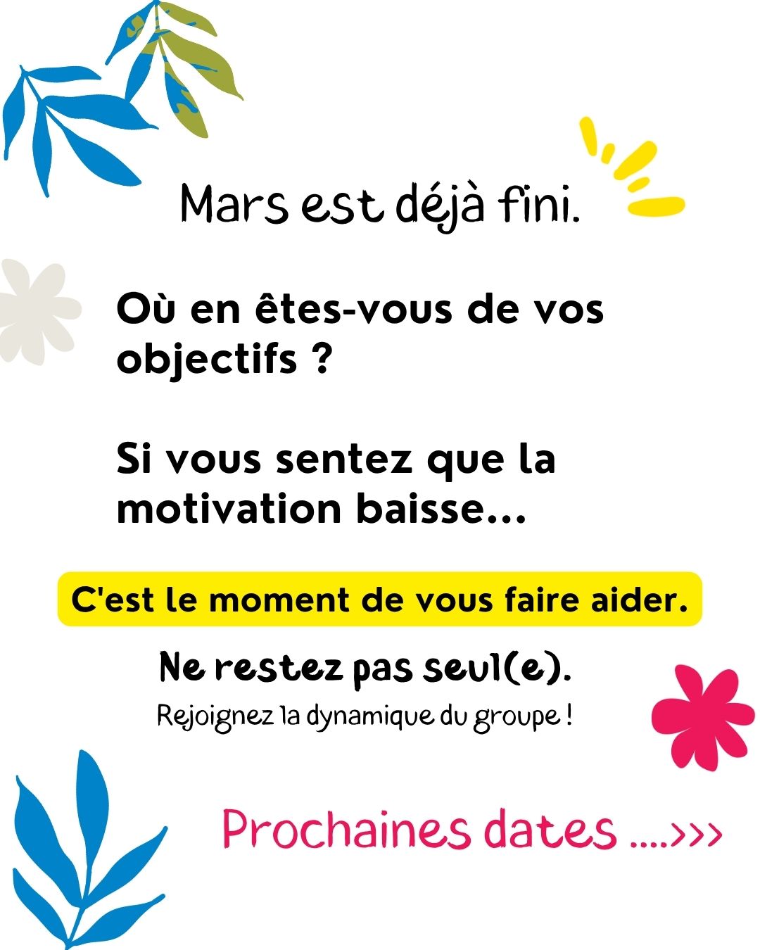 Le printemps est là. C'est la saison du renouveau, du grand nettoyage et de la nature qui s'éveille. 🌱
Mais à l'intérieur de vous, est-ce que ça bourgeonne ?
Ou portez-vous encore le lourd manteau de vos vieilles habitudes, de vos émotions bloquées ou de votre histoire familiale ?
Si l'élan du début d'année s'est essoufflé, c'est normal.
La volonté s'épuise.
Mais l'énergie et le soutien d'un groupe, eux, vous portent.
Ne restez pas seul(e) dans votre coin.
Venez faire votre véritable "ménage de printemps" intérieur et recharger vos batteries lors de mes prochains ateliers (Libération du Poids & Constellations Familiales).
Les dates d'avril et de mai sont ouvertes ! 🌸
PS / Si vous préférez un accompagnement individuel plus intimiste, prenez un appel "découverte" gratuit de 15 min, on discutera ensemble de ce qui vous bloque.
✅ Réservez votre place via le lien en bio.
👋 Si vous me découvrez, je suis Elisabeth Barget, thérapeute en libération émotionnelle et comportementale depuis plus de 10 ans. Mon approche est directe, bienveillante et sans détour : je vous aide à vous délester du poids du passé pour transformer votre vie.
🛎️ Abonnez-vous pour continuer le chemin ensemble.