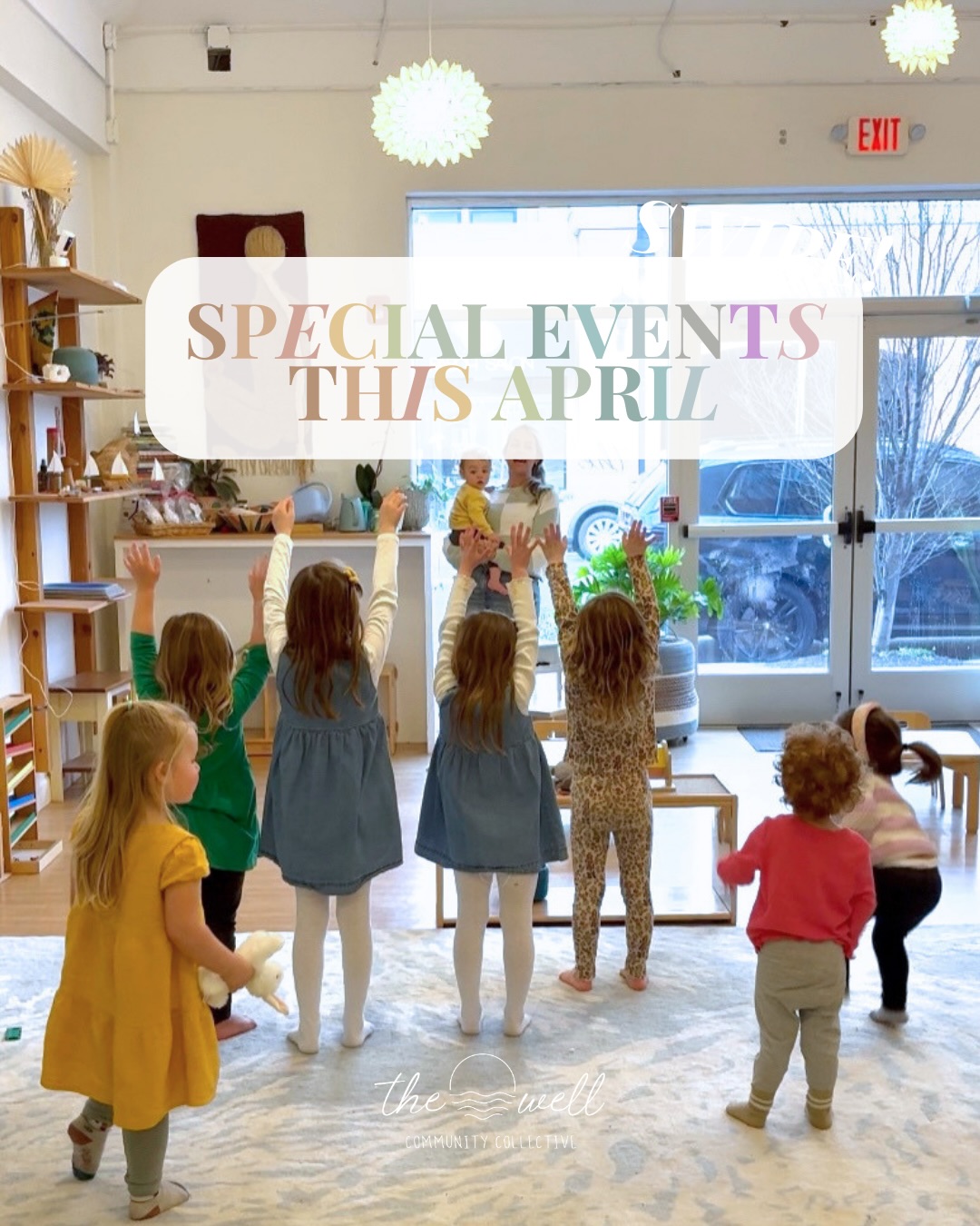 April’s Special Events Drop! 🌞
Join us for some mommy and me pilates, an earth day celebration, music class and a kids night out!
We can’t wait to see you. 🙂