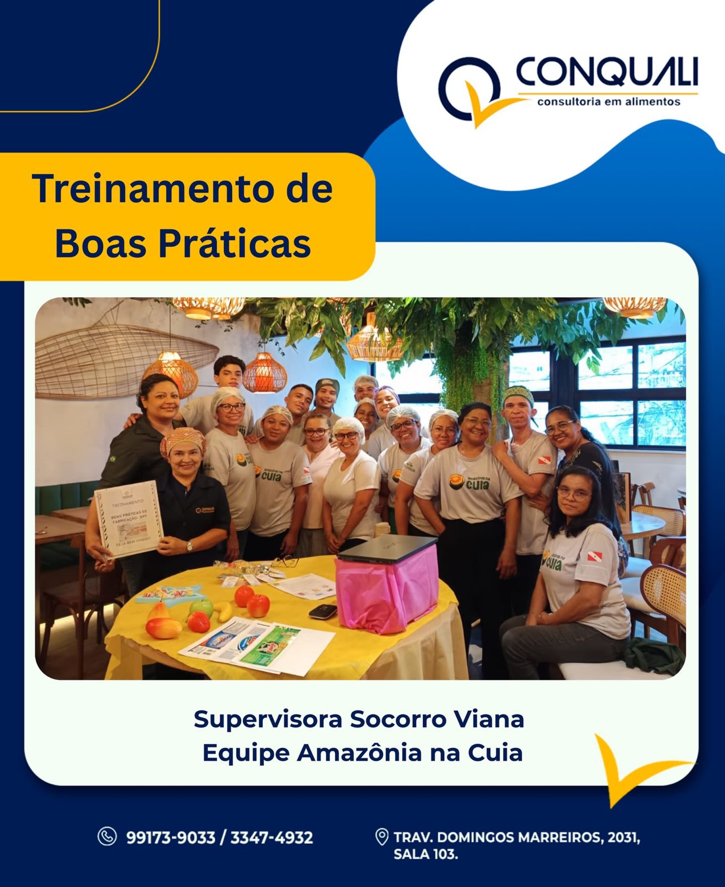 Capacitar equipes é fortalecer a segurança dos processos e a qualidade no serviço prestado. 💙💛
A Conquali realizou um treinamento de Boas Práticas com a supervisora Socorro Viana e a equipe Amazônia na Cuia, reforçando orientações essenciais para uma rotina mais segura, organizada e alinhada aos cuidados que o setor de alimentos exige.
Mais do que cumprir protocolos, treinar é investir em prevenção, padronização e melhoria contínua. ✅
#Conquali #ConsultoriaEmAlimentos #BoasPráticas #SegurançaDosAlimentos #TreinamentoDeEquipe QualidadeAlimentar ManipulaçãoDeAlimentos Belém Pará