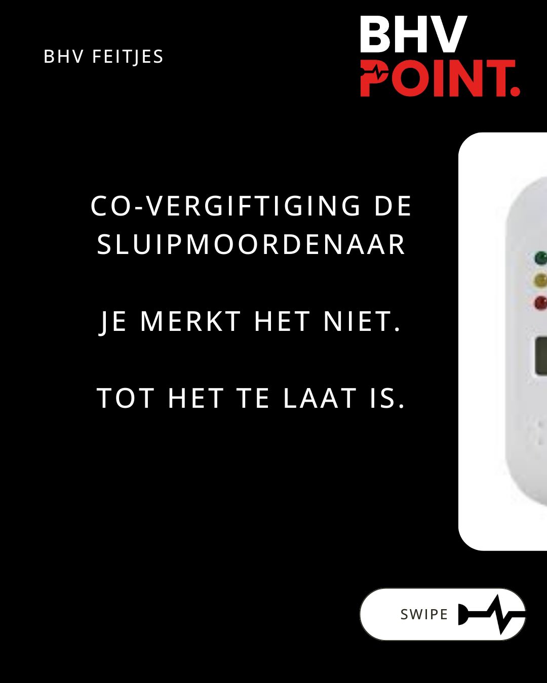 CO-vergiftiging: de sluipmoordenaar.
Je ruikt het niet. Je ziet het niet. Je proeft het niet…
Heb jij CO-melders op werk?👇
#veiligheid #safetyfirst #bedrijfshulpverlening #BHV #ehbo
