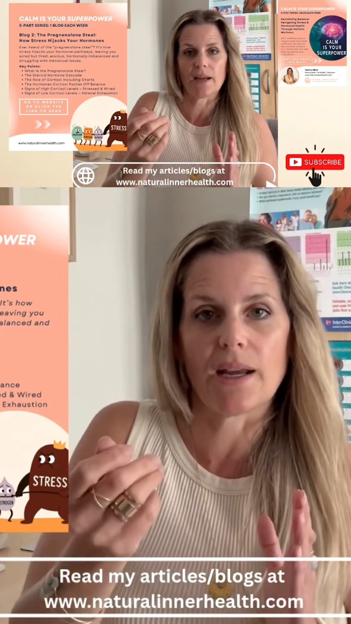 The Pregnenolone Steal: How Stress Hijacks Your Hormones
It’s how stress hijacks your hormonal pathways, leaving you wired but tired, anxious, hormonally imbalanced and struggling with menstrual issues. It’s time to reclaim your CALM.
Key Points:
• What is the Pregnenolone Steal?
• The Steroid Hormone Cascade
• The Role of Cortisol including Cortisol Level Charts
• The Hormones Cortisol Pushes Off Balance
• Signs of High Cortisol Levels – Stressed & Wired
• Signs of Low Cortisol Levels – Adrenal Exhaustion
Explore Salivary Hormone Testing at www.naturalinnerhealth.com to uncover your stress-hormone profile.
#NaturalInnerHealth #tammymillernaturopath #PregnenoloneSteal #StressAndHormones
#CortisolAwareness #AdrenalHealth #HormonalBalance #WiredButTired
#ReclaimYourCalm #HolisticHealing #NervousSystemSupport #SalivaryHormoneTesting
#CalmIsYourSuperpower