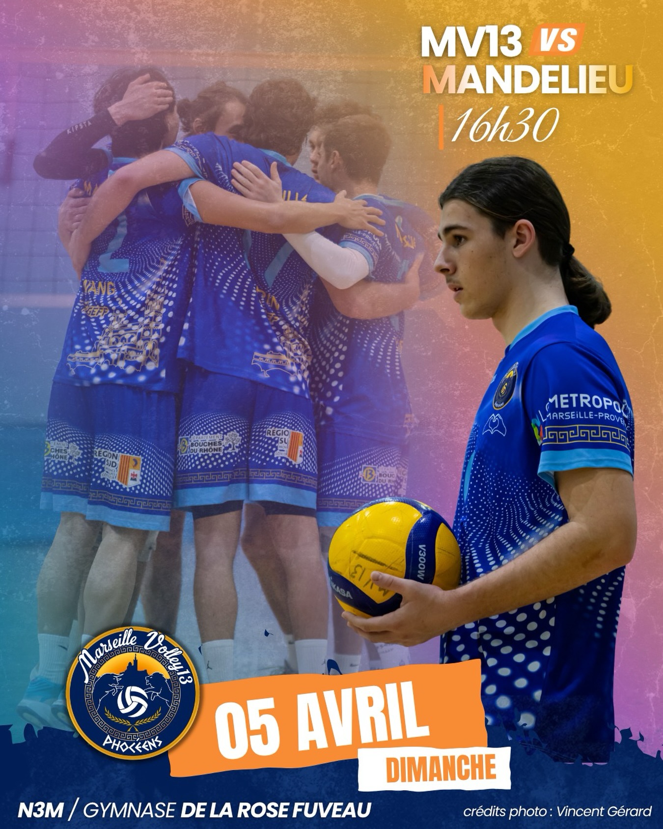 Venez soutenir l’équipe de Marseille Volley 13 pour leur match contre Mandelieu. ⚡️
📍 Gymnase de la Rose Fuveau
🕒 Dimanche 5 avril | 16h30
Entrée libre
On vous attend nombreux !💙
