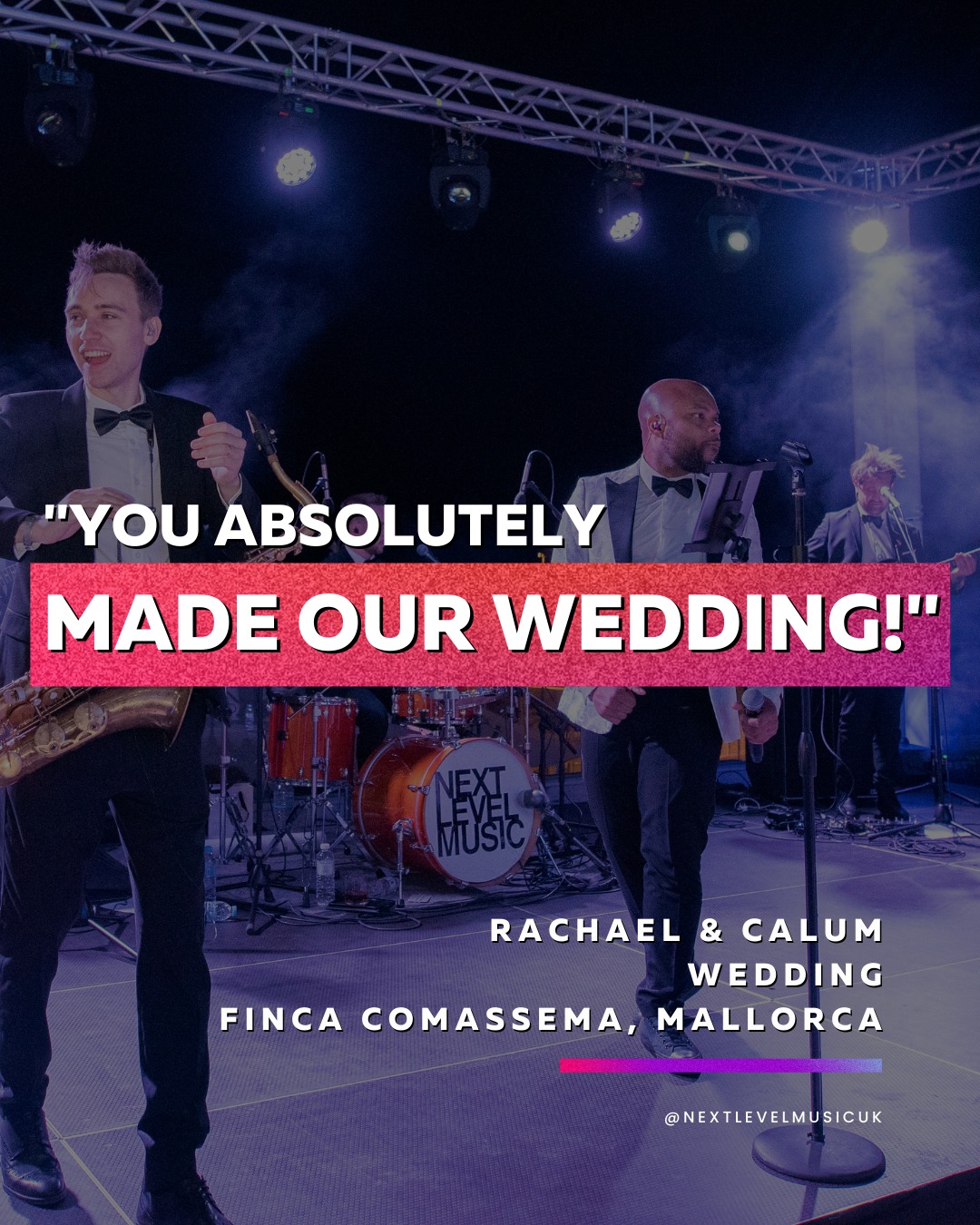 Thanks to Rachel for these kind words!
It was a pleasure to play at your gorgeous wedding by our friends at @laneproductions at @fincacomassema , Mallorca
Party vibes were off the charts! 🥳
#mallorcaweddingband
#weddingbandeurope
#functionband
#showband
#luxuryweddingband