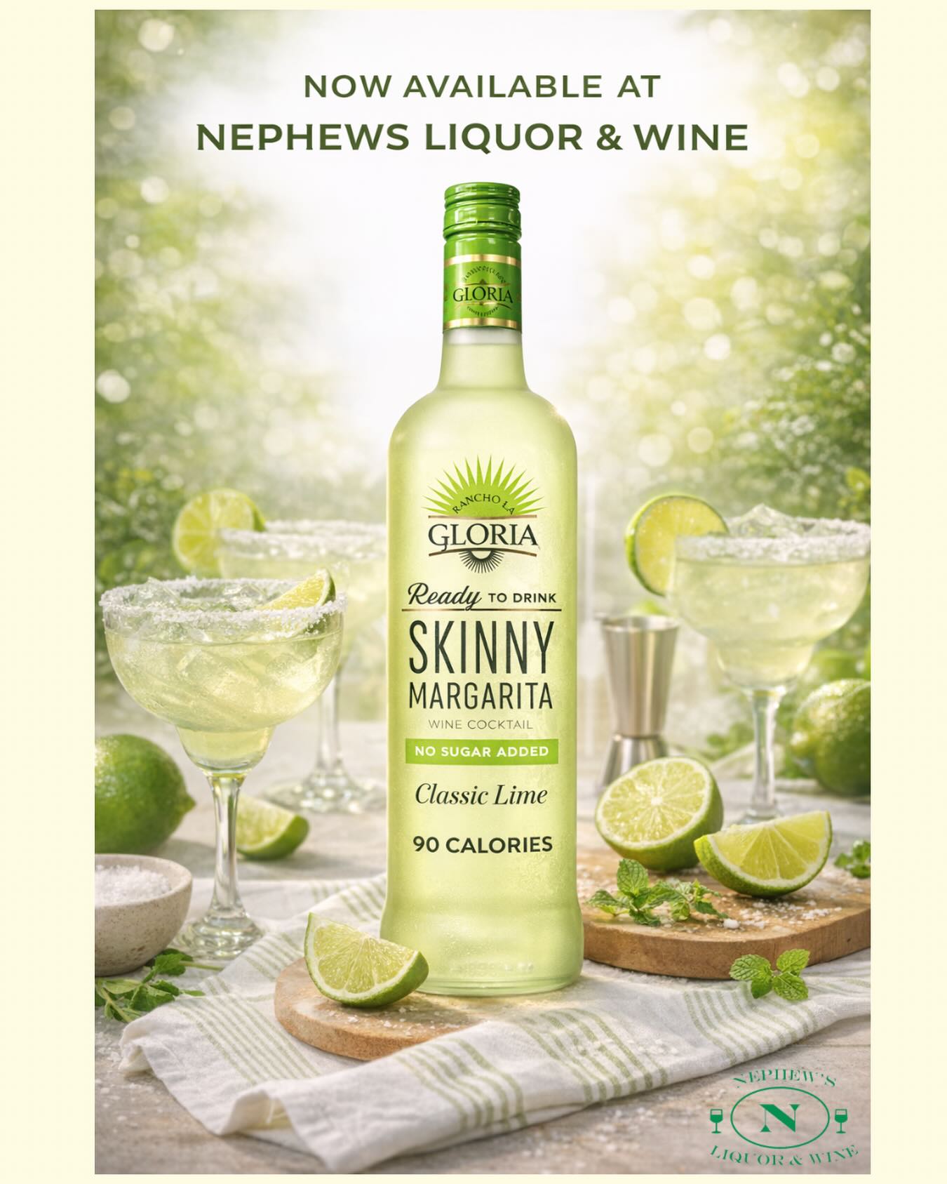 🍋🟩 Ready to drink options are a delicious way to enjoy a cocktail!
Just 90 calories per serving and no sugar added.