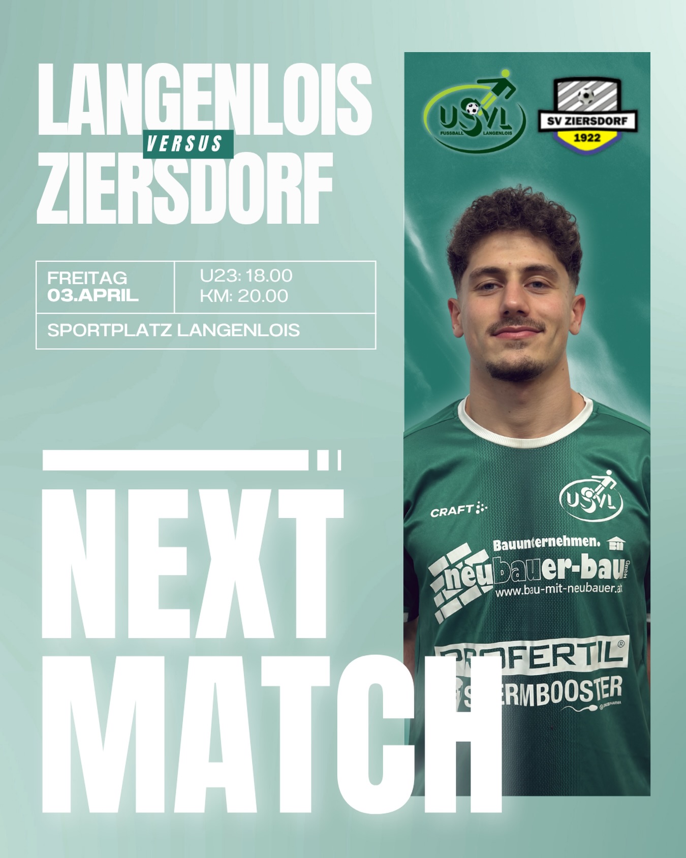 NEXT MATCH 💚🤍
Am Freitag empfangen wir den @svziersdorf am Sportplatz Langenlois. ⚔️
Das Hinspiel konnten wir aufgrund eines dramatischen Spielverlaufs leider nicht für uns entscheiden.
👉 Wir haben also noch eine Rechnung offen. 🔥
Unsere Jungs sind heiß und werden alles geben, um die drei Punkte in Langenlois zu behalten!
Anpfiff:
18:00 Uhr – U23
20:00 Uhr – Kampfmannschaft
Kommt vorbei und unterstützt uns im Heimspiel! 🙌
#forzausvl #matchday #loiserjungs