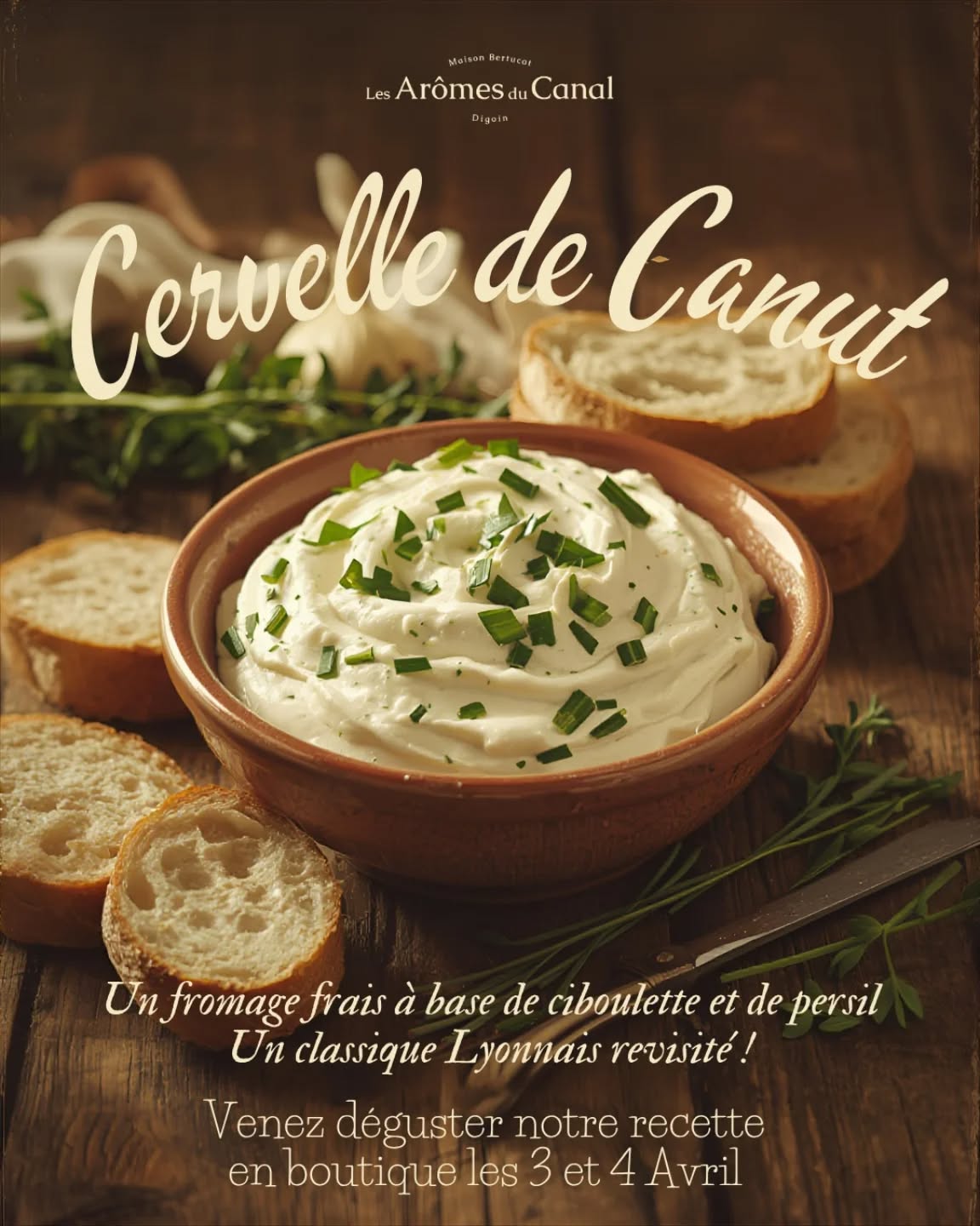 | Animation Fromage |
Rendez-vous en boutique les vendredi 3 et samedi 4 Avril pour une dégustation de “Cervelle de Canut” * ☺️
💡 Mais qu’est-ce que la Cervelle de Canut ?
C’est une spécialité fromagère typique de la cuisine lyonnaise, composée de fromage blanc battu avec des fines herbes.
🕛 Dégustation à partir de 12h, et tout le reste de la journée !
* Possibilité d’acheter des pots de 250G en boutique sur les deux jours.
#cervelledecanut #fromage #degustation #digoin #saoneetloire