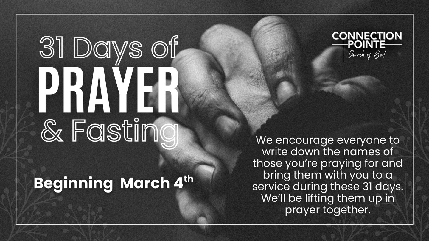 We’re still in the middle of our 31 Days of Prayer & Fasting, and it’s not too late to stay engaged! 🙏✨
As we continue this powerful time together, we encourage you to write down the names of those you’re praying for and bring them with you to service. We’re believing God for breakthrough, healing, and transformation in every life lifted up.
Let’s stay committed and stay prayerful. 💛
#31DaysOfPrayer #PrayerAndFasting #ConnectionPointeChurch