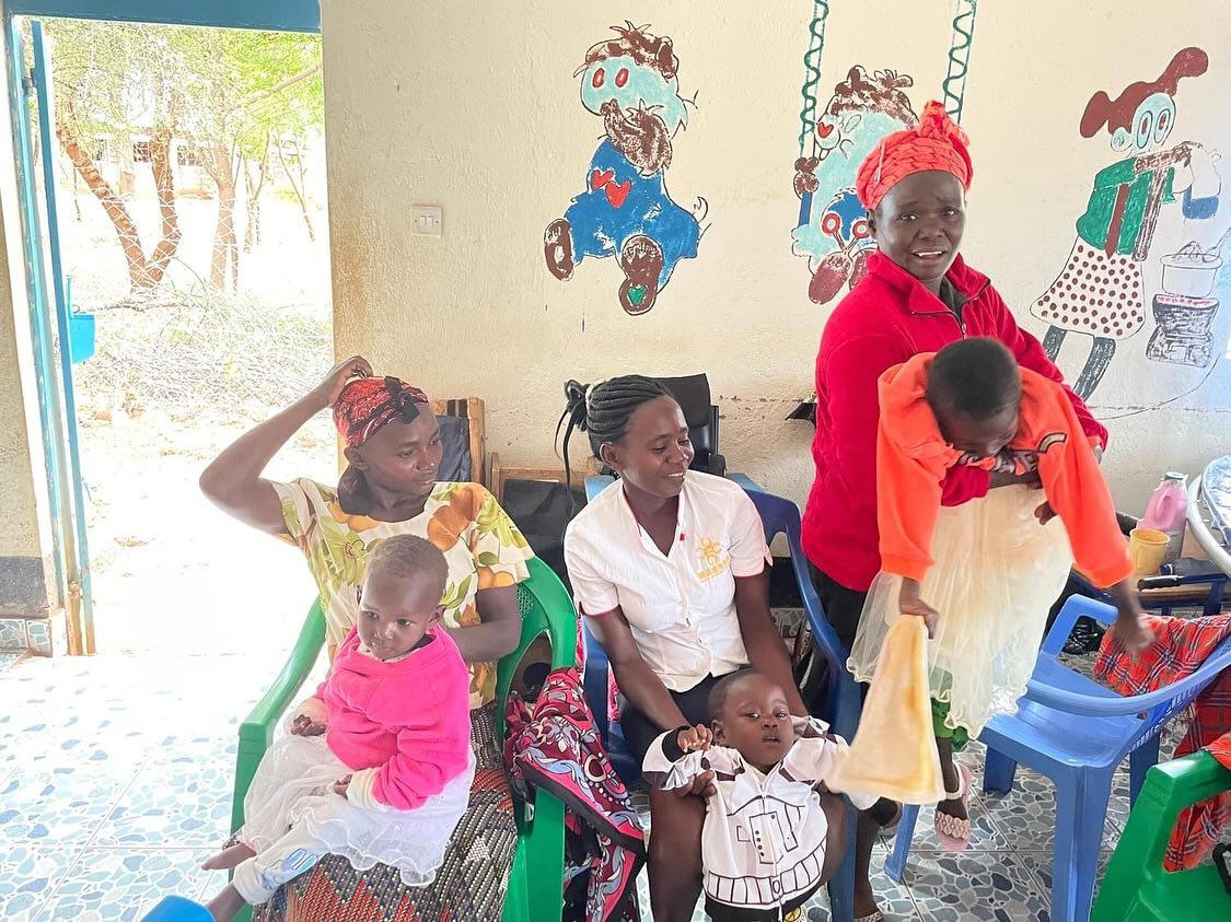Some of our regular visitors to our free clinic at St. Peter’s. A clinic that treats over 120 children! This is a place that families with disabled children can meet, socialise and support each other. We have a full range of equipment for parents to use and expert treatment given by our physio, Pam.
