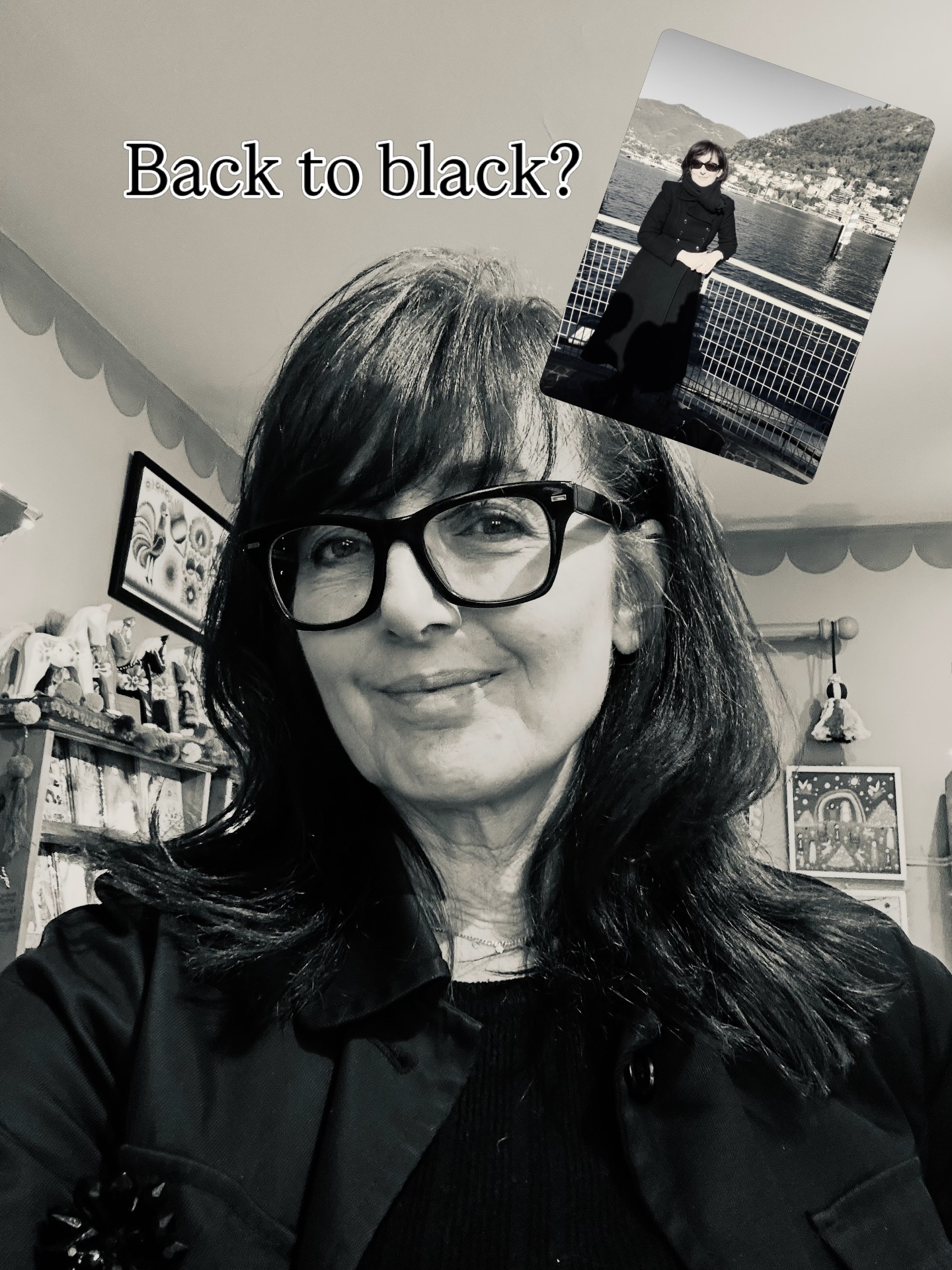 A hundred years ago, in my Devil Wears Prada fashion buying days, I only wore black and ironed my hair every day. 🐈⬛
So yesterday, prompted by a haircut, decided to regress and see how it feels…Nope. No thank you.
Standing in my Little Shop of Colours I felt completely at odds.
So will be back to frizz and colour tomorrow. 🌈
#flathair #blackblackblack #nowayjose
