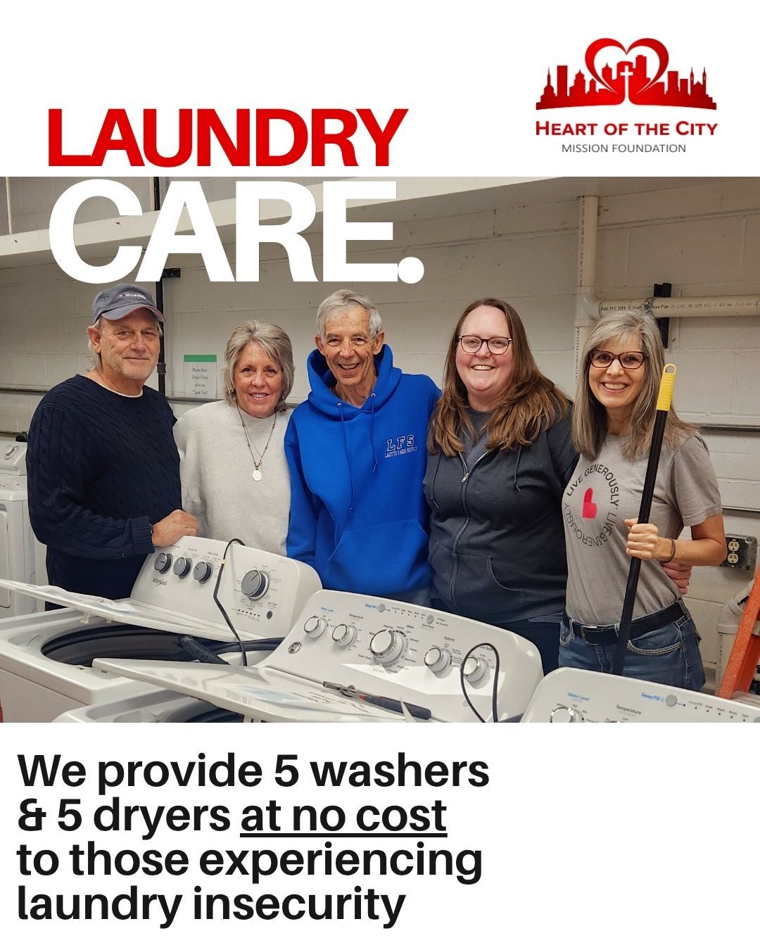 Laundry insecurity exists when families are facing competing priorities like food, shelter, utilities- all which come before laundry expenses.
Approximately 30-50% of low-income families report laundry insecurity. Heart of the City aims to help them.
We have 5 washers and 5 dryers allowing those in our community to have fresh clothes and renewed hope, one load a time.
#helpinghand #volunteer #assistanceprograms #fortwayne #hotcfw
