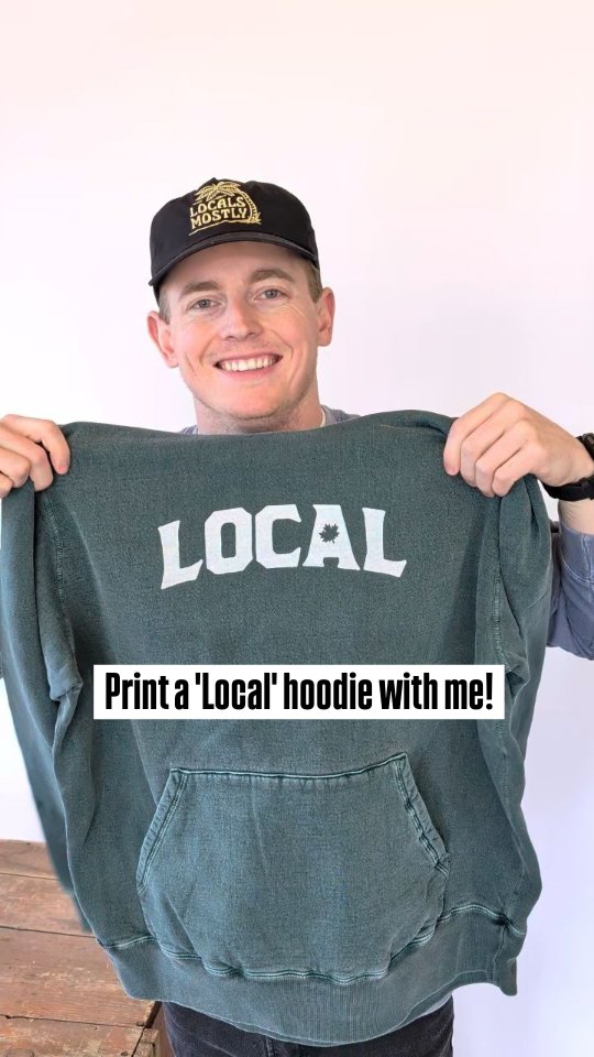 Some behind the scenes printing a classic 'Local' Hoodie! #madeincanada #keepitlocal