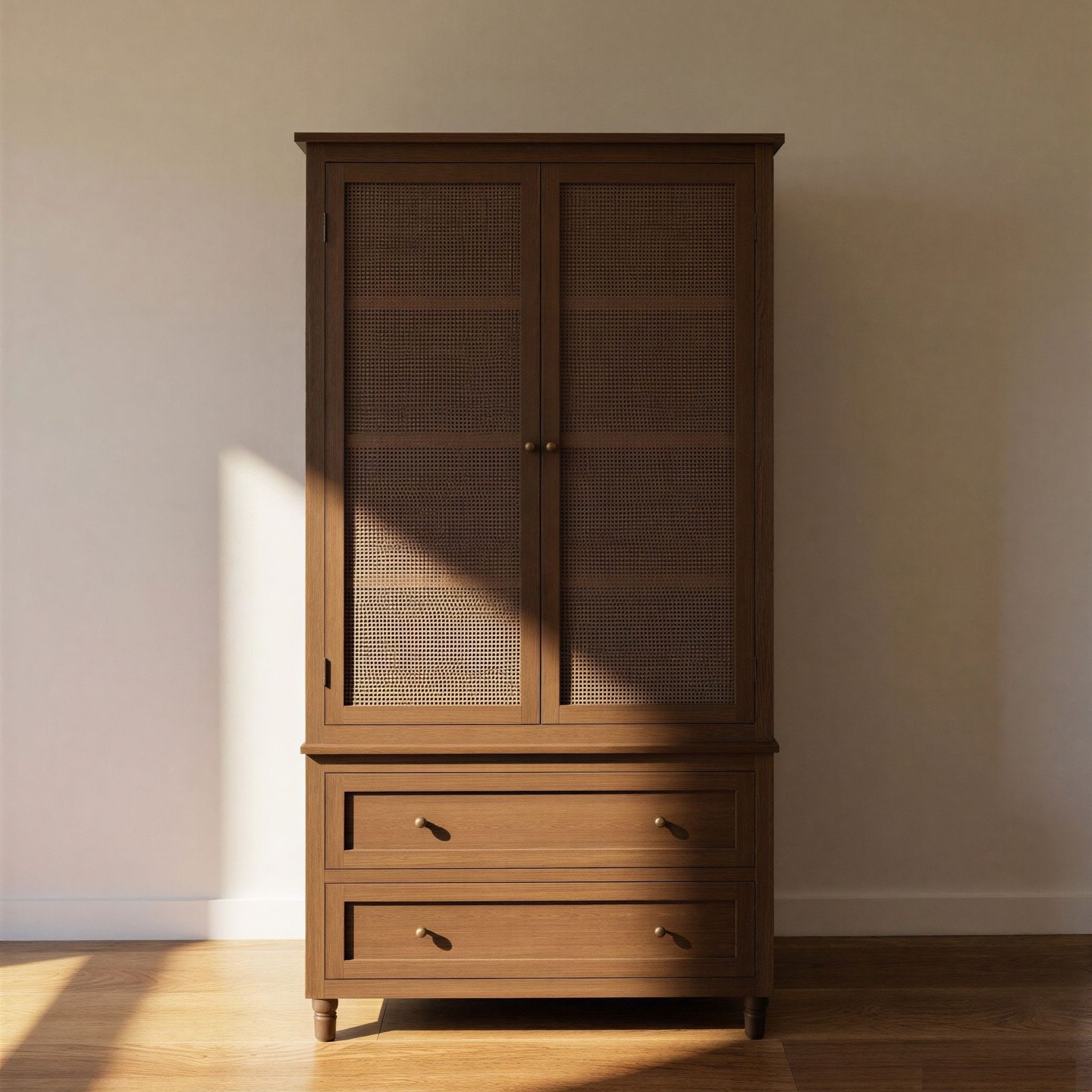 A custom stained oak linen cupboard with rattan doors, combining natural materials, warm wood tones and textured detailing.
~~~~~~~~~
#linencupboard #homestorage #linencabinet #rattandoors #bespokecabinetry